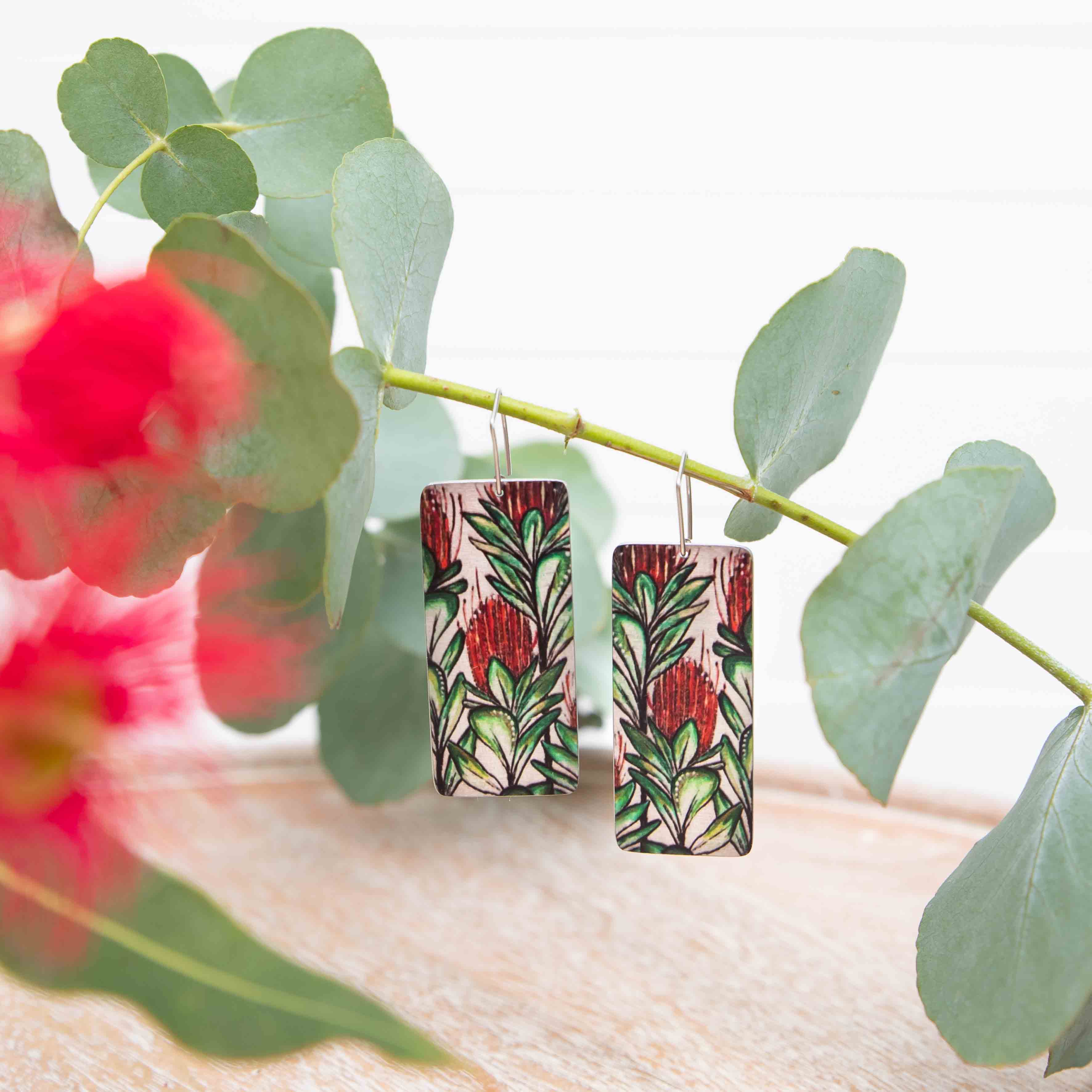 Rectangle Banksia Earrings