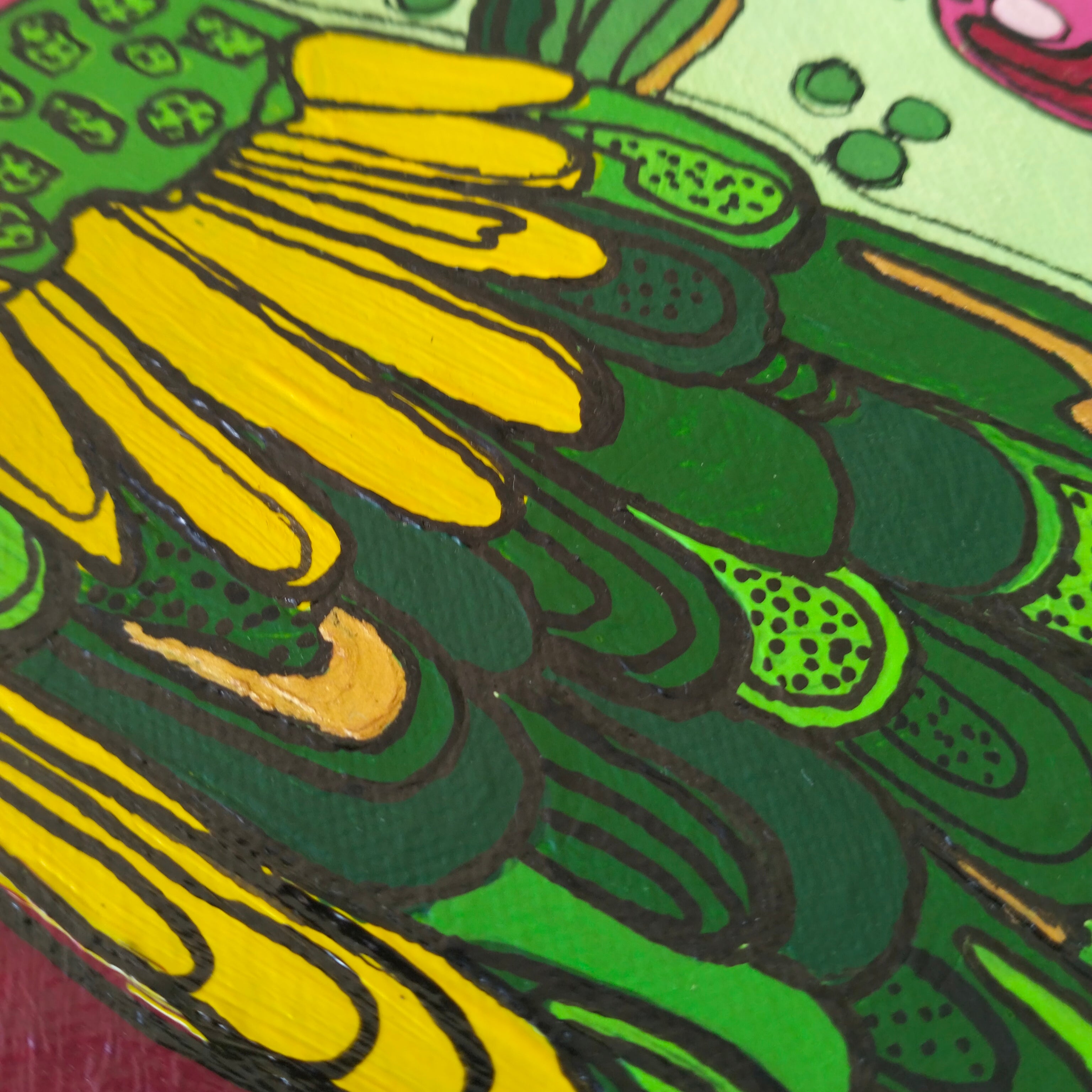 A3 ORIGINAL ARTWORK - "Wompoo Fruit Dove"- acrylic and latex abstract art