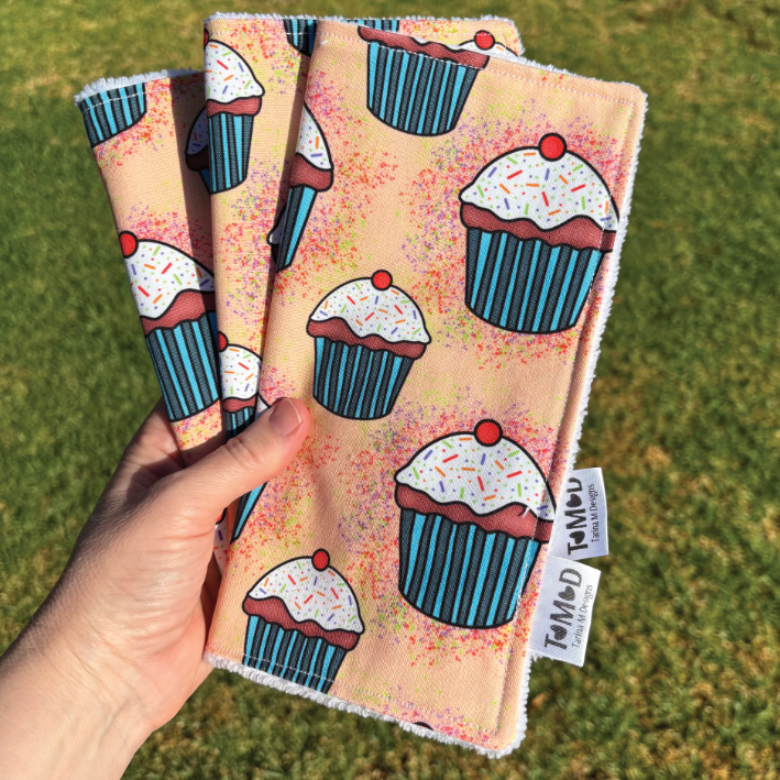 Reusable Cleaning Cloths - Peach Cupcake - Single or 3 Pack