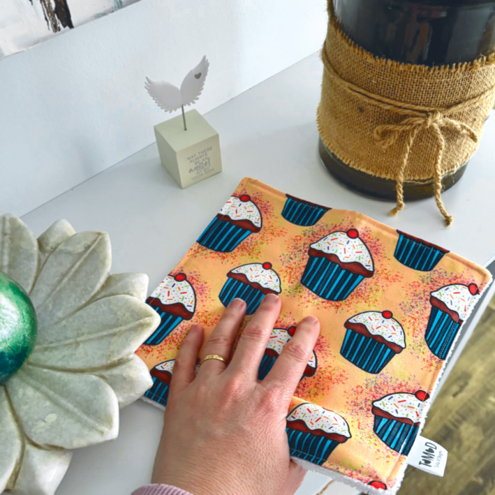 Reusable Cleaning Cloths - Peach Cupcake - Single or 3 Pack