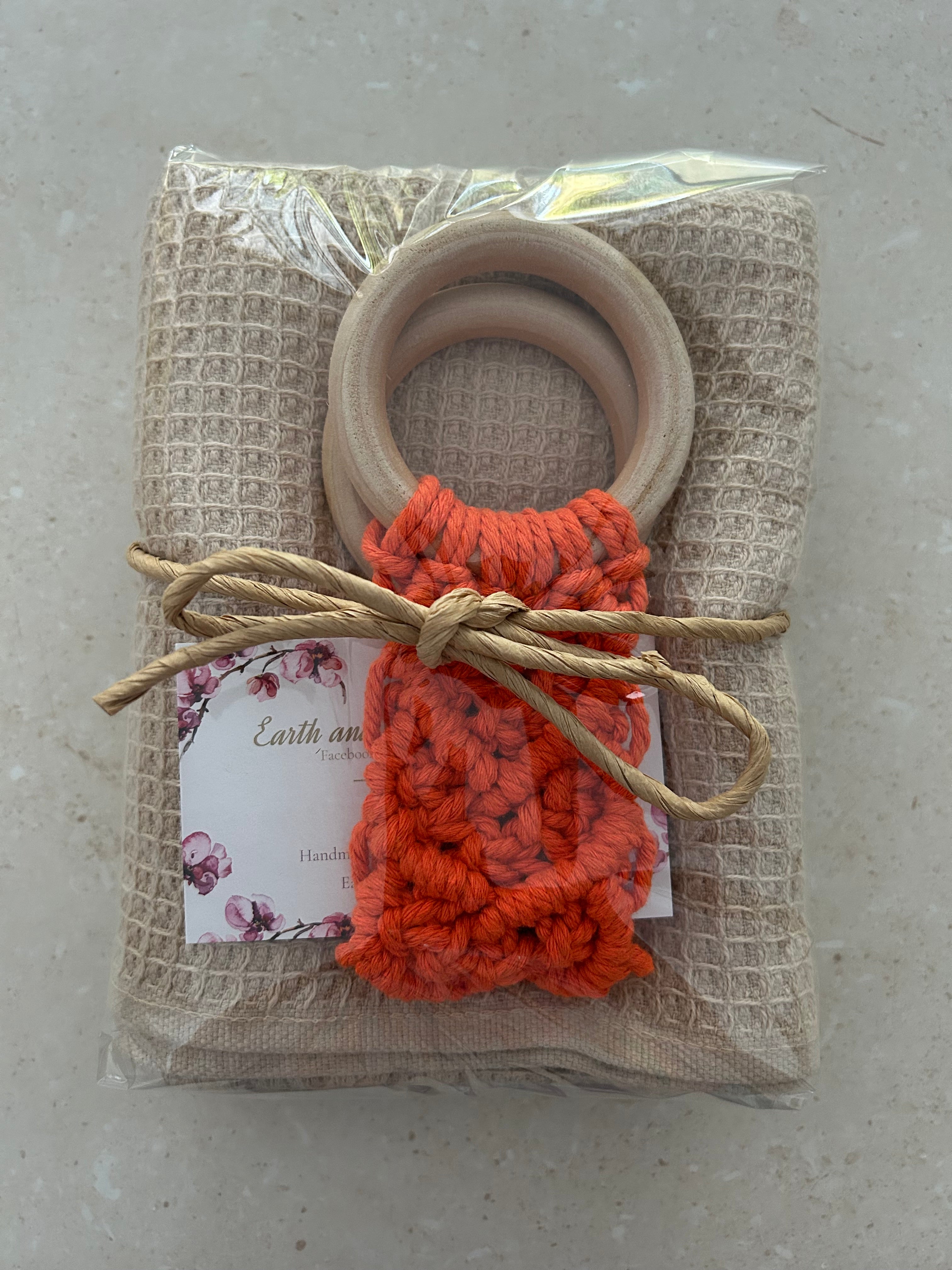 Orange Macrame Tea towel Holder