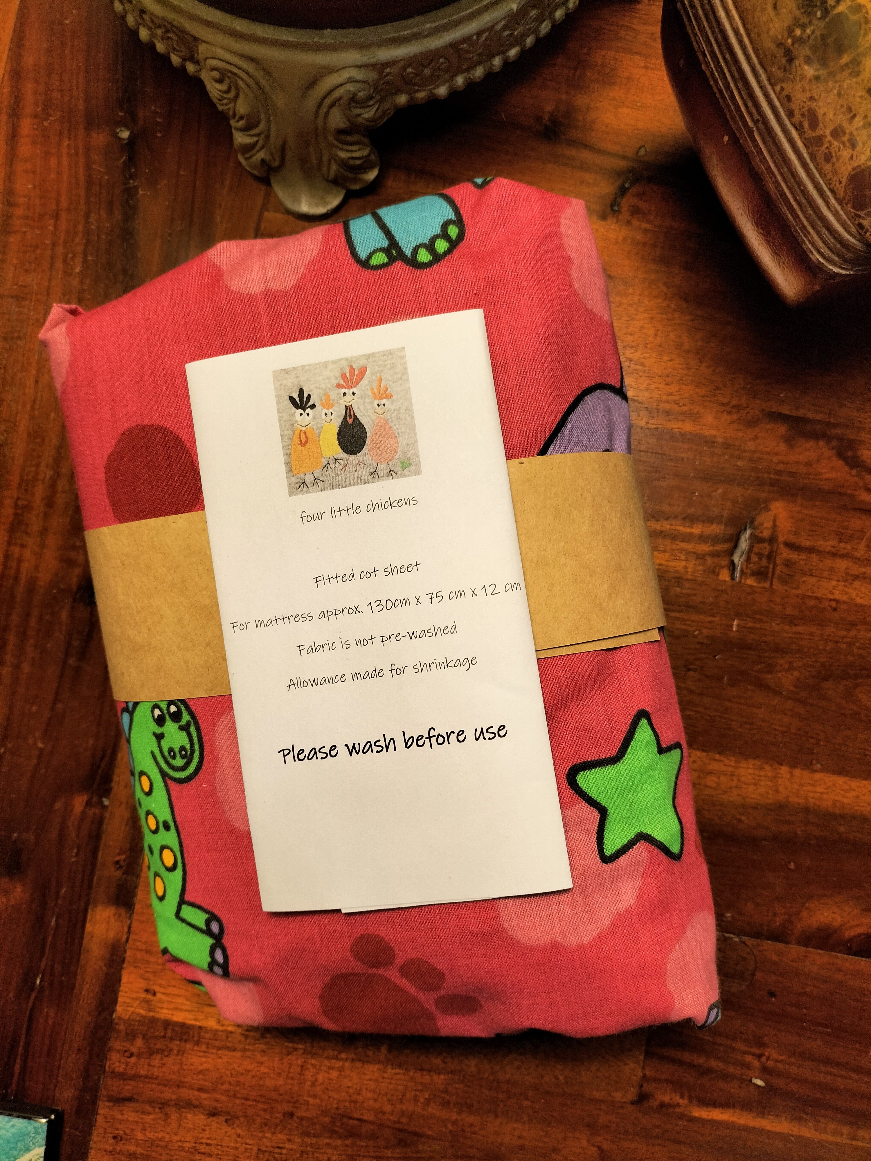 FITTED COT SHEETS - PINK DINOSAURS