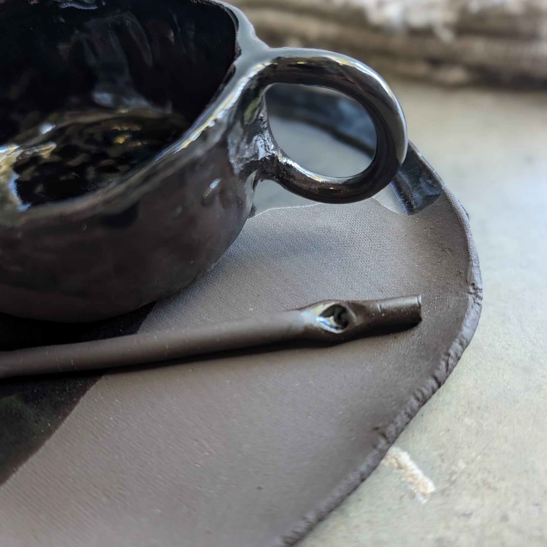Handmade Black Ceramic Espresso set | dark • earthy • understated