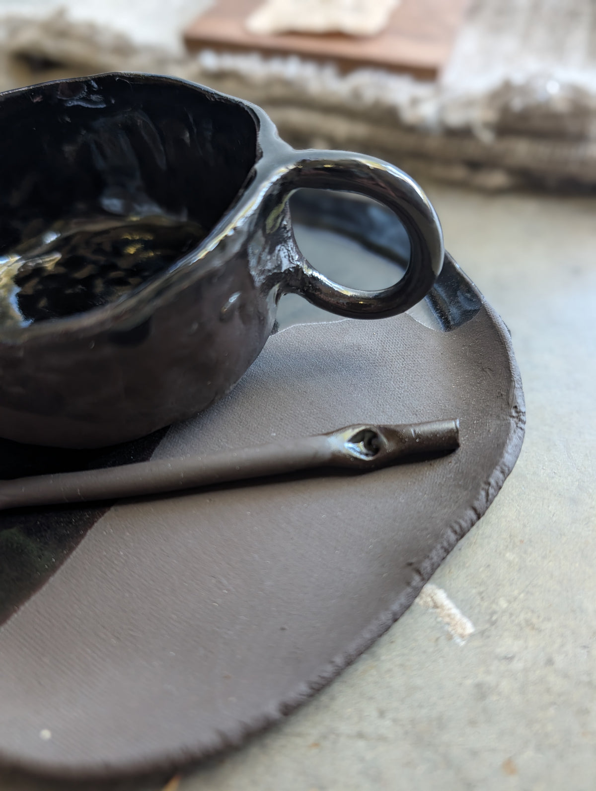 Handmade Black Ceramic Espresso set | dark • earthy • understated