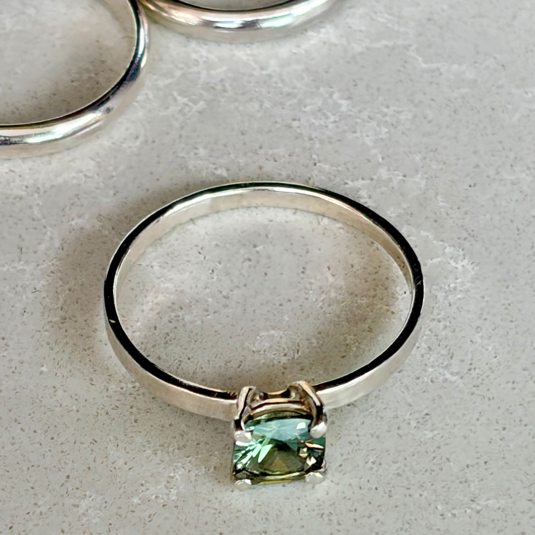 Green Tea Tourmaline Sterling Silver Ring
