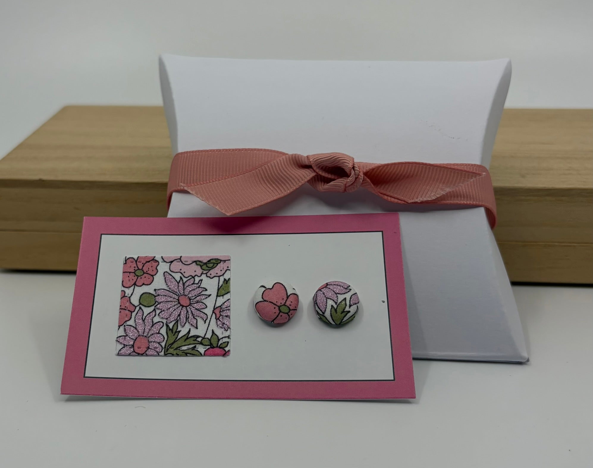Liberty Fabric Luxury Handmade gift box including a zipper pouch, ear rings and scrunchie