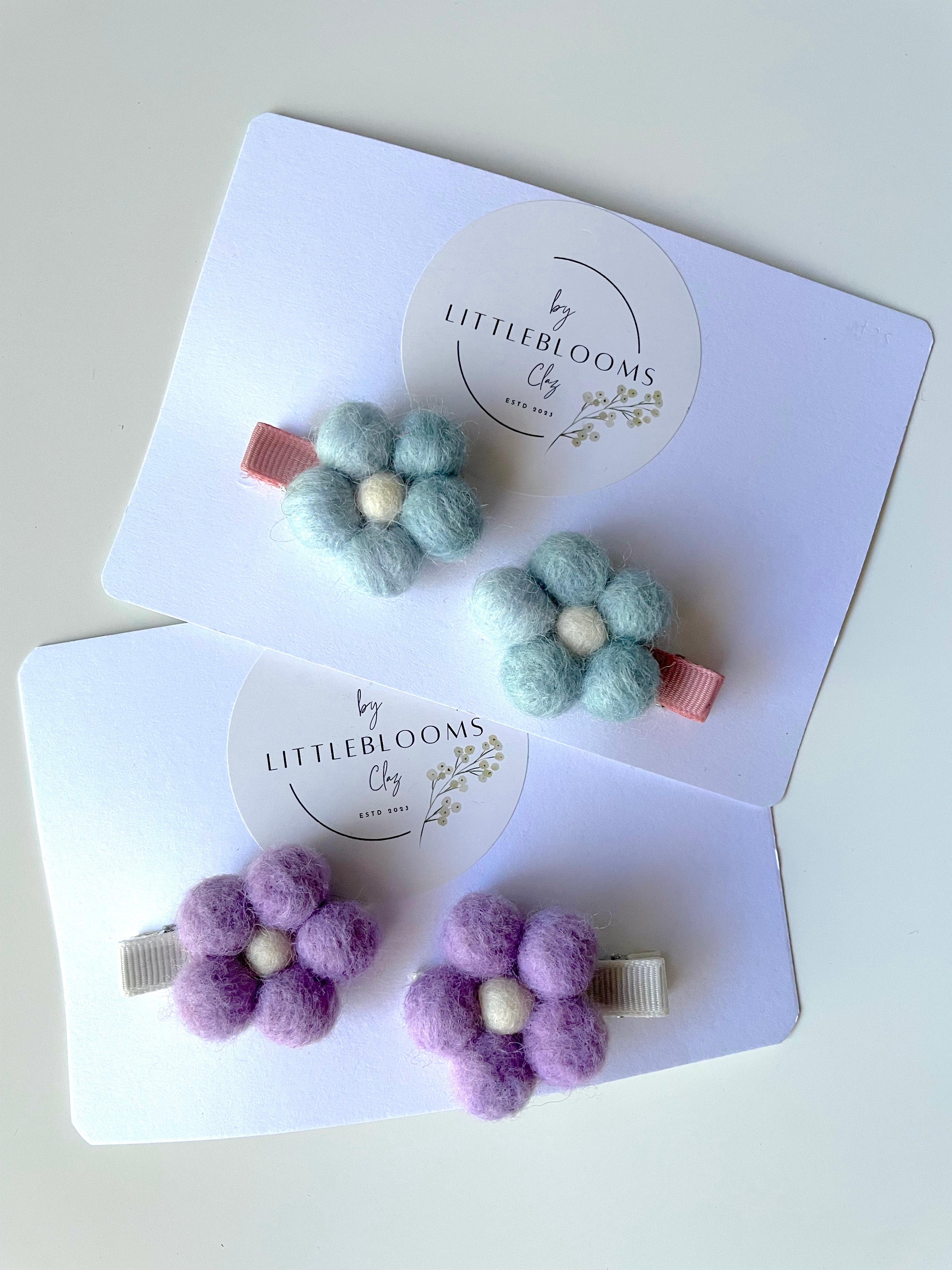 Pom Pom daisies clips - set of 2