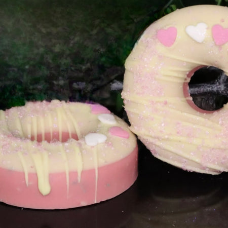 Handmade - 2 x Champagne & Strawberry Confetti Doughnut Soap Bar