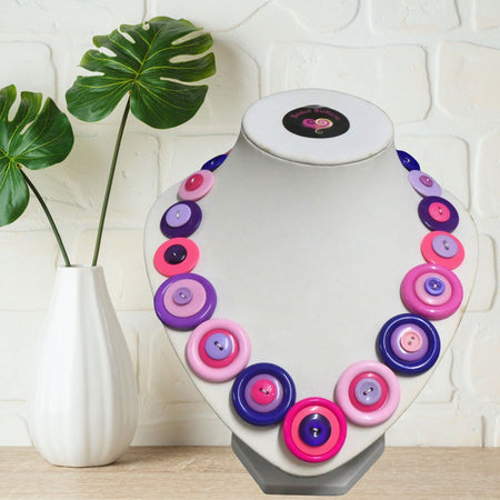 Button necklace - Think Pink