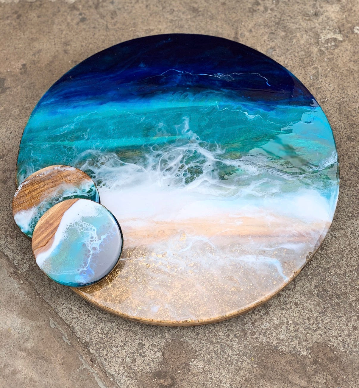 Beach Waves| Lazy Susan| serving board | surf board | Charcuterie Board