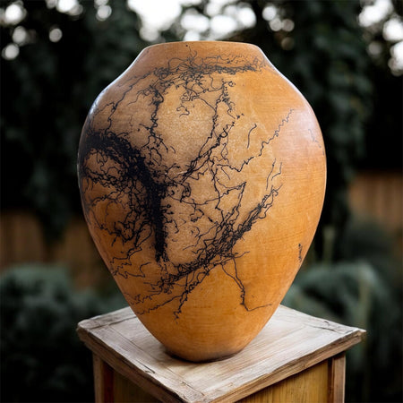 Raku pottery vase