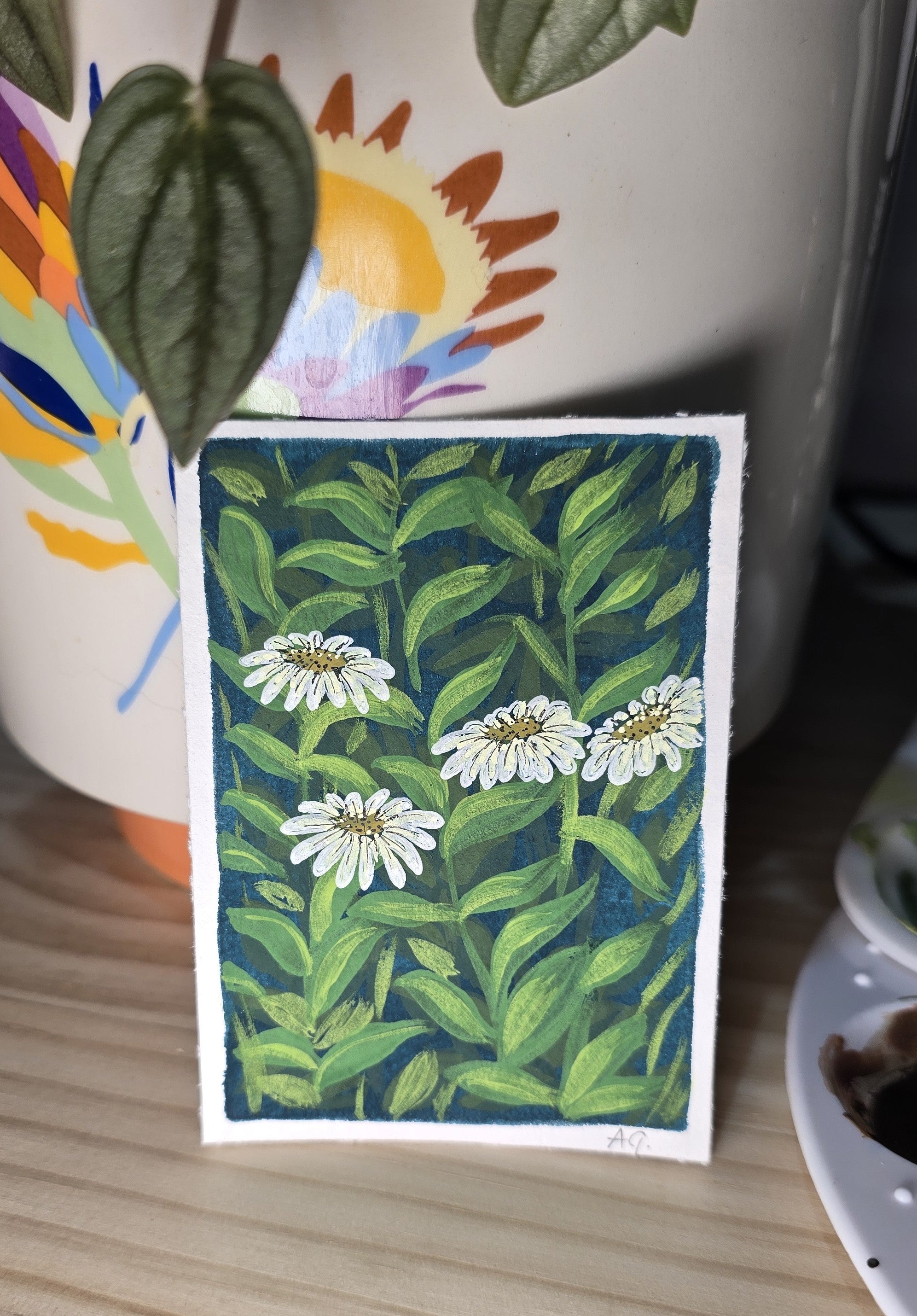 ACEO "Daisies #2" Mini Gouache 2.5x3.5 inches