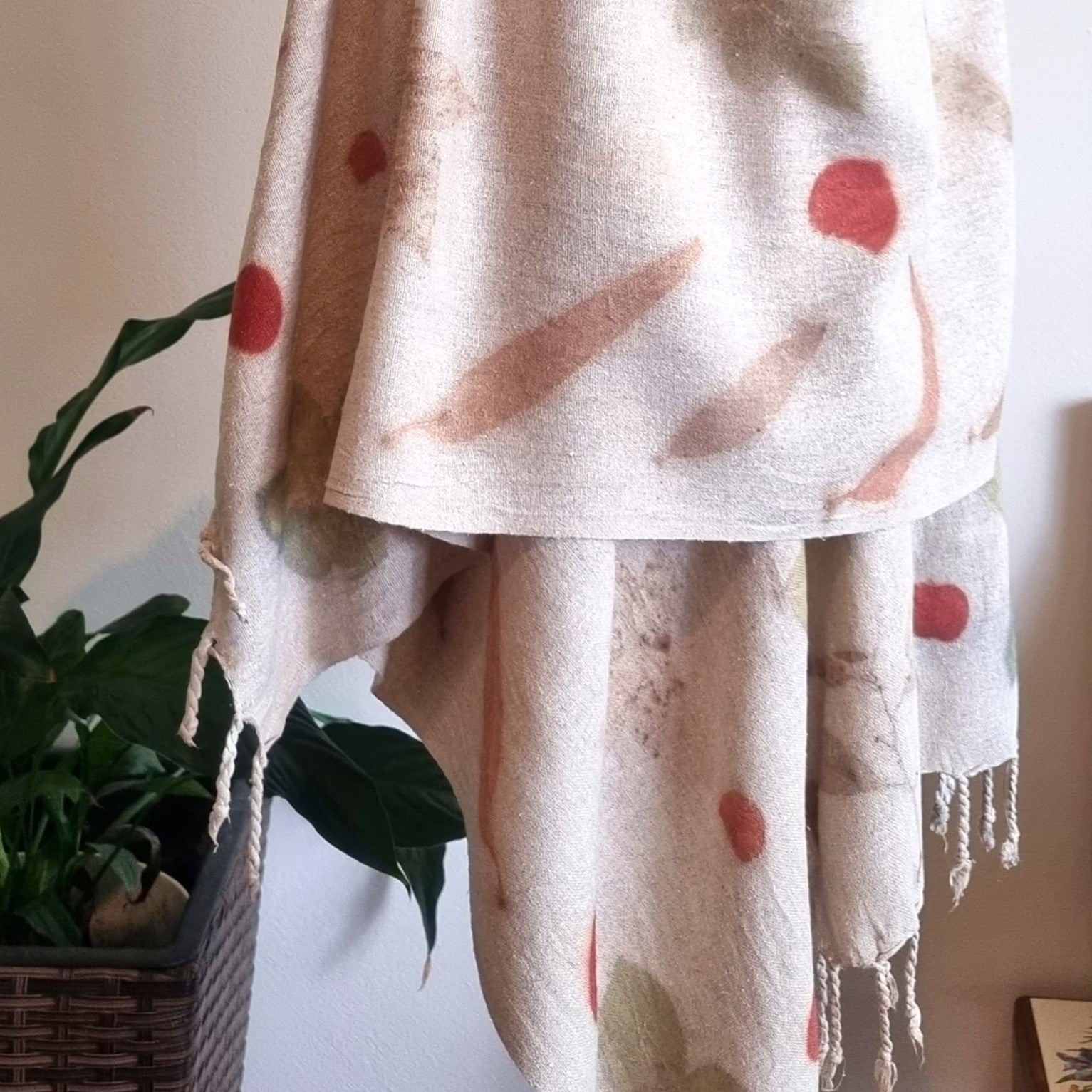 Raw Silk - Large Botanical Print Shawl- The Eloise