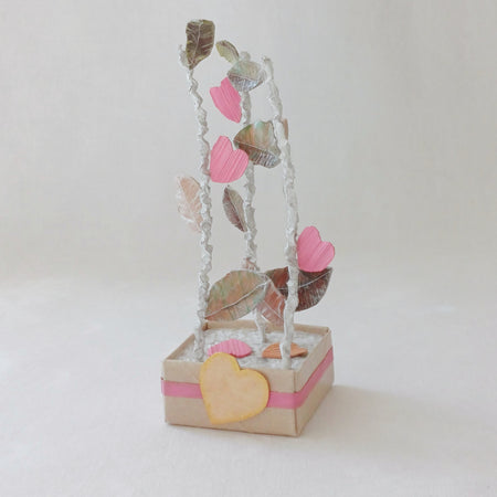 Pink hearts and leaves - palm leaf keepsake Kantakoru Au