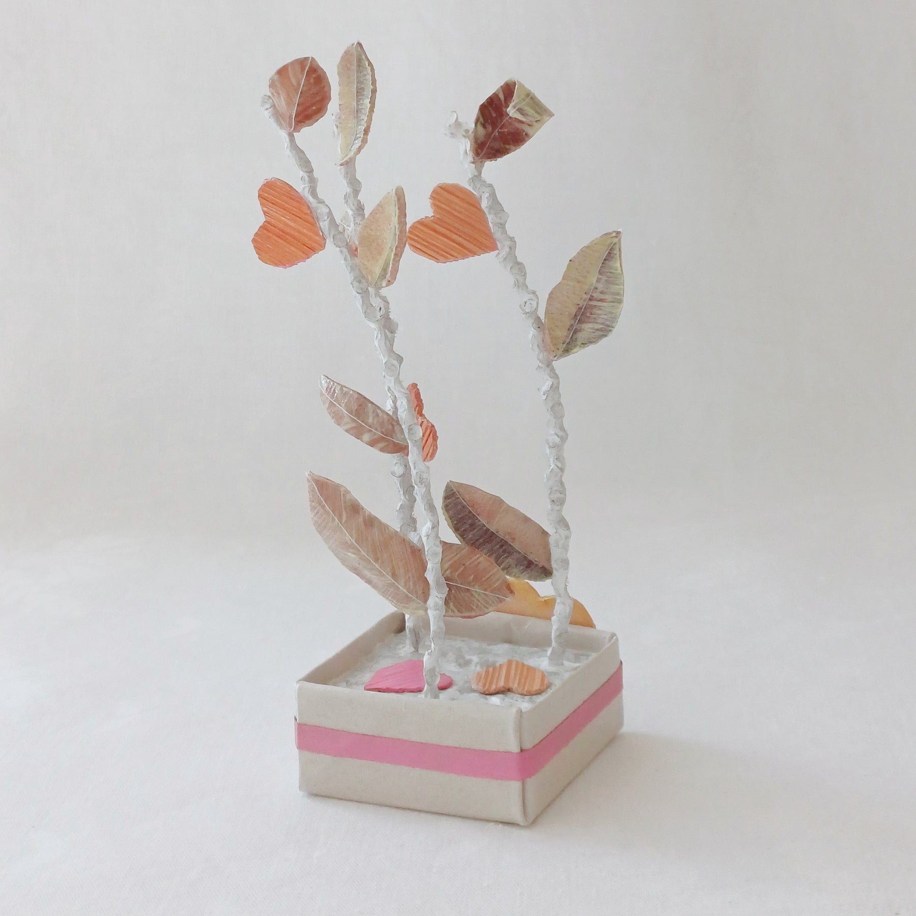 Pink hearts and leaves - palm leaf keepsake Kantakoru Au