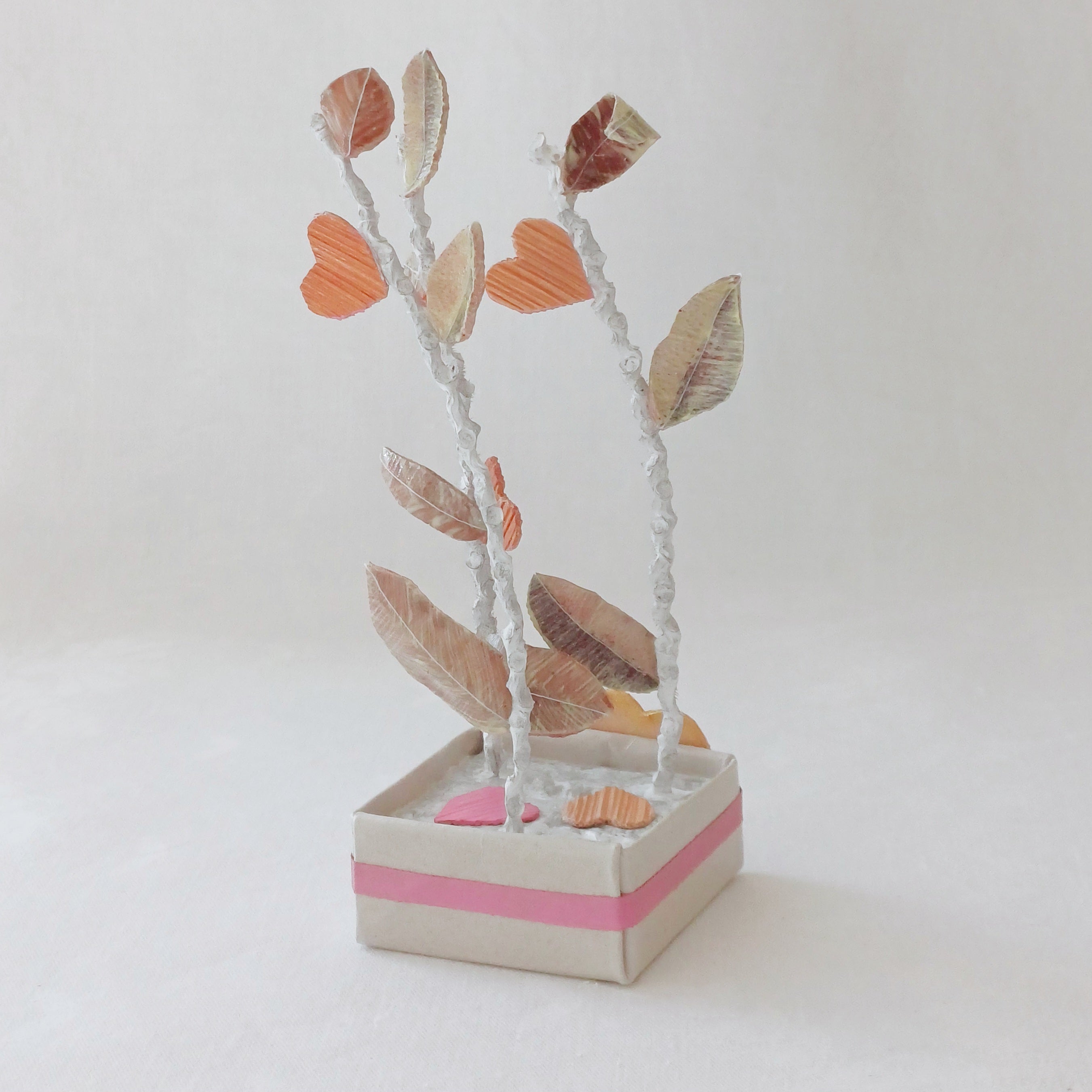 Pink hearts and leaves - palm leaf keepsake Kantakoru Au
