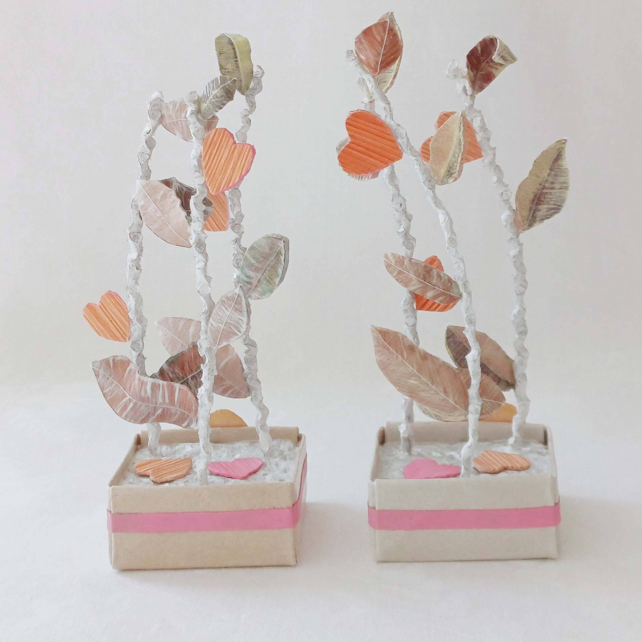 Pink hearts and leaves - palm leaf keepsake Kantakoru Au