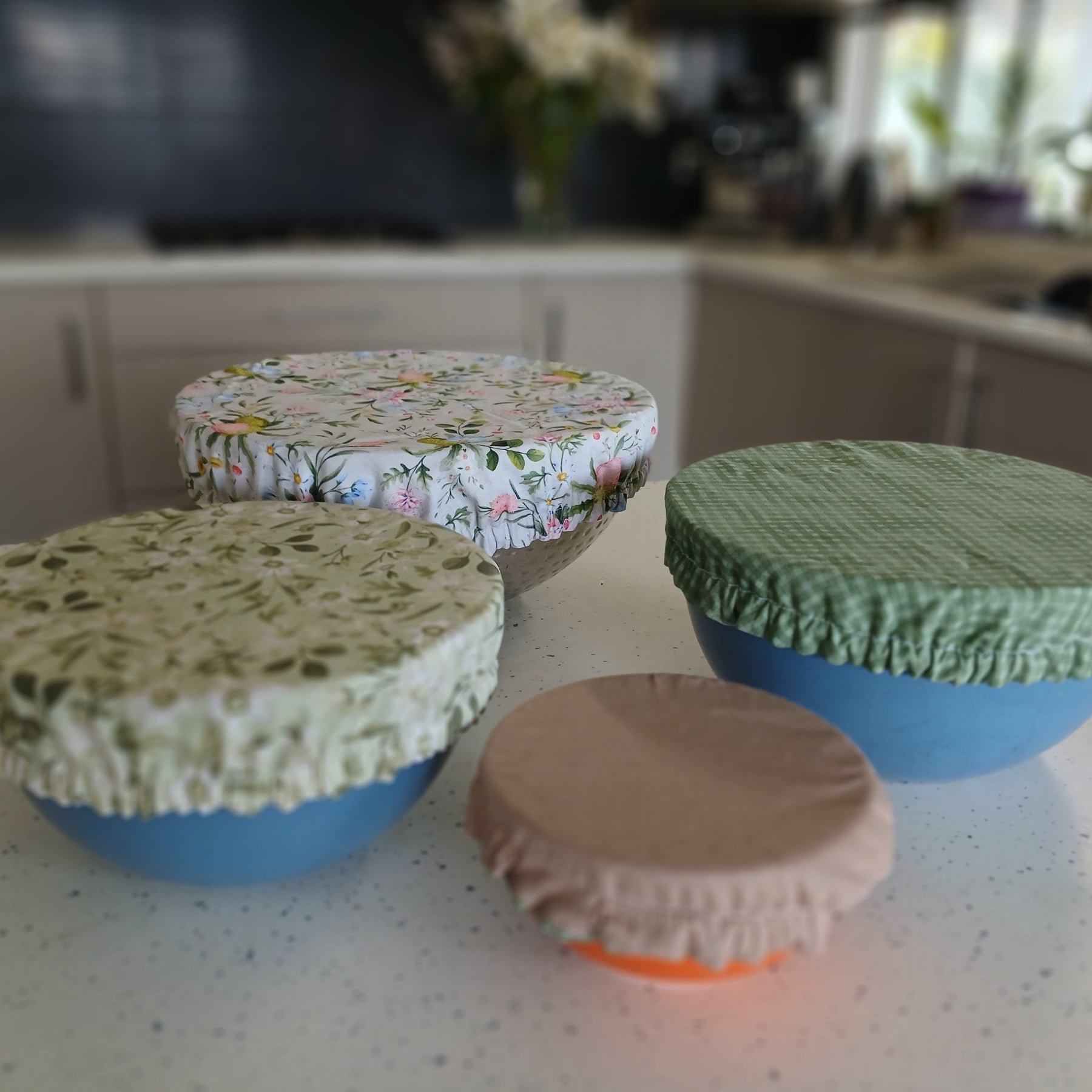 Reversible Reusable Bowl Covers Set of 3 - Alternate fabrics - 2 Looks in 1 - Handmade