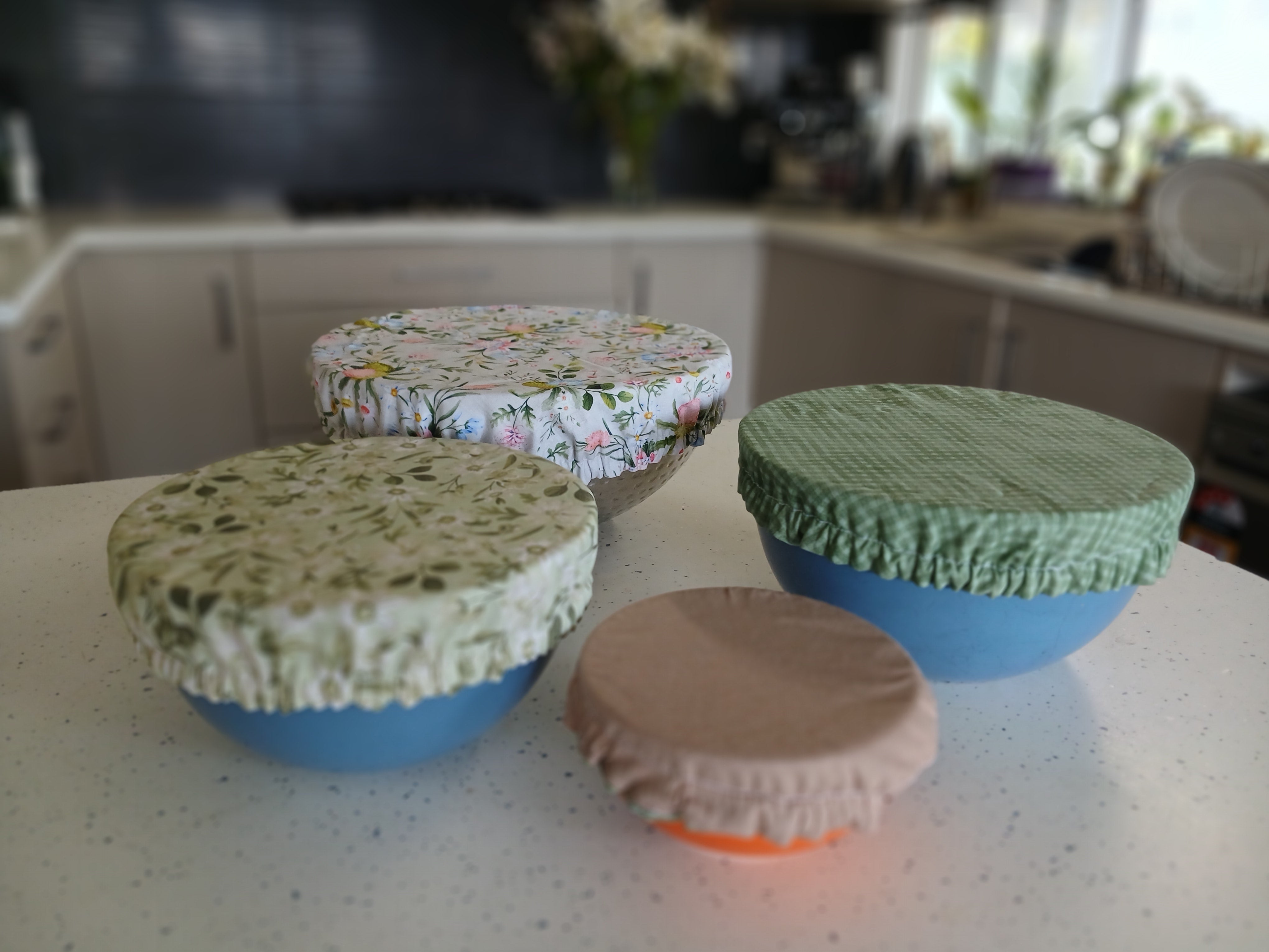 Reversible Reusable Bowl Covers Set of 3 - Alternate fabrics - 2 Looks in 1 - Handmade