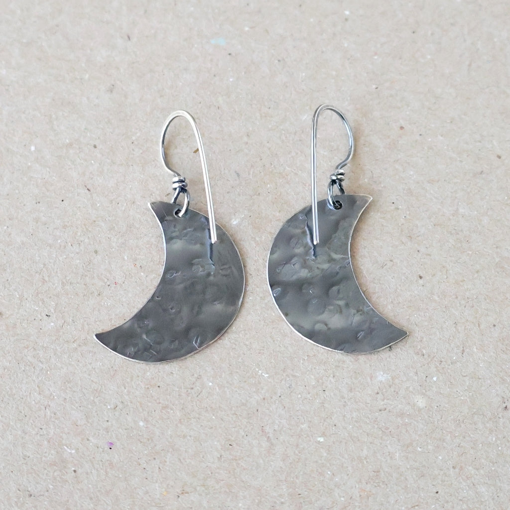 Medium Crescent Moon Earrings - Handcrafted with Australian Made Sterling Silver
