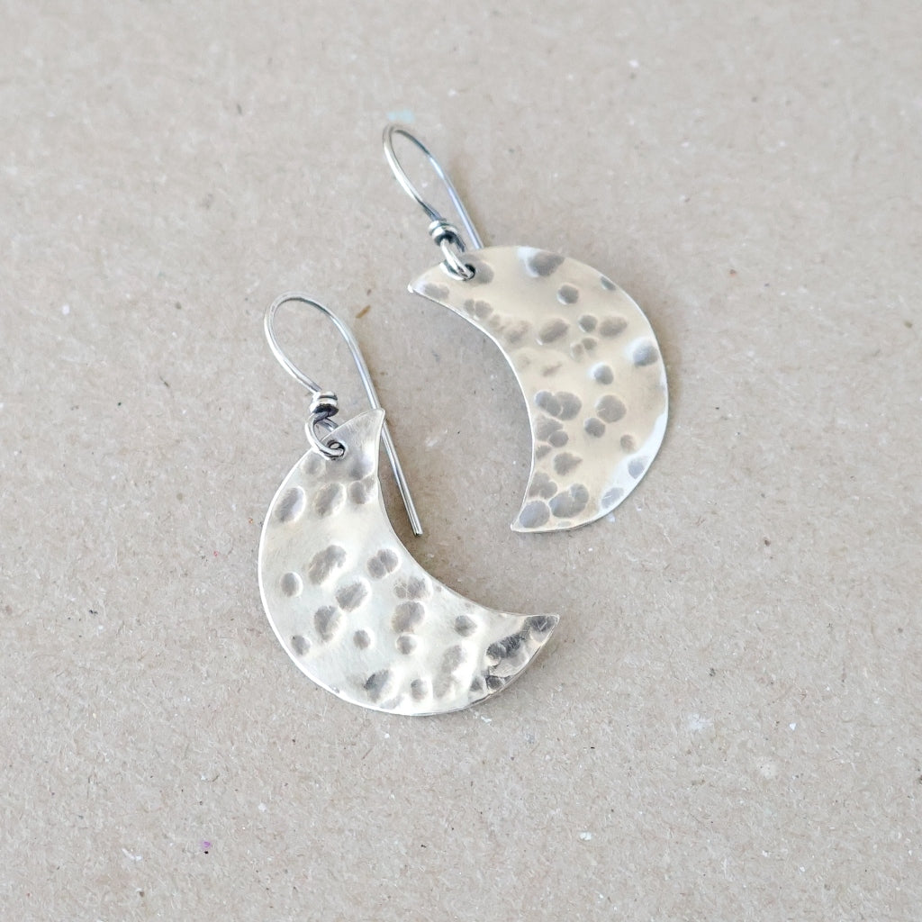 Medium Crescent Moon Earrings - Handcrafted with Australian Made Sterling Silver