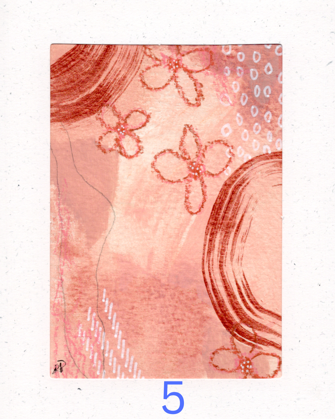Original Mixed Media Greeting Card I Peach Abstract Collection
