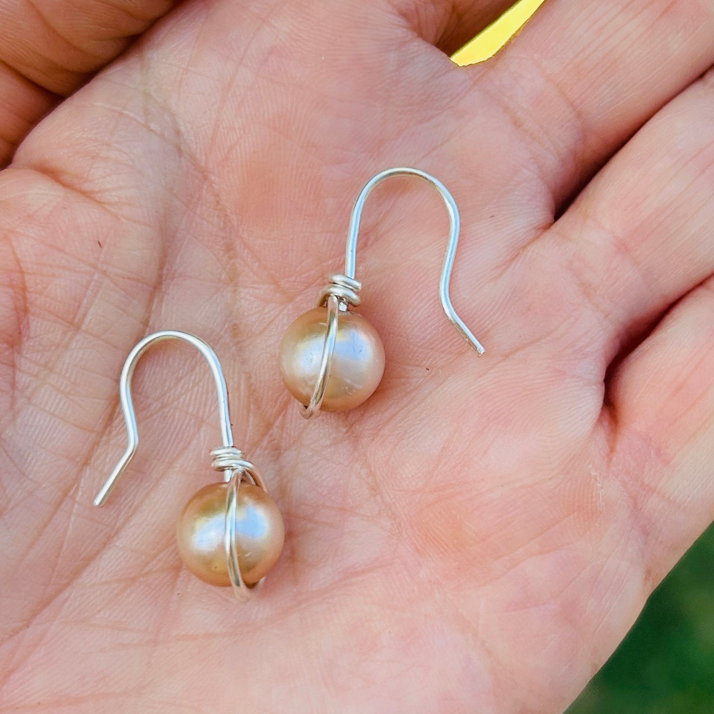 'Bauble Baby' Wire Wrapped Faux Pearls Silver Dangle