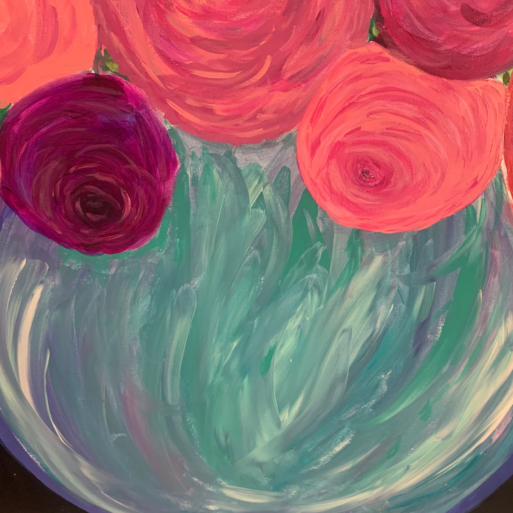Wall Art, Joyful Blooms, Abstract Flowers, Acrylic Canvas
