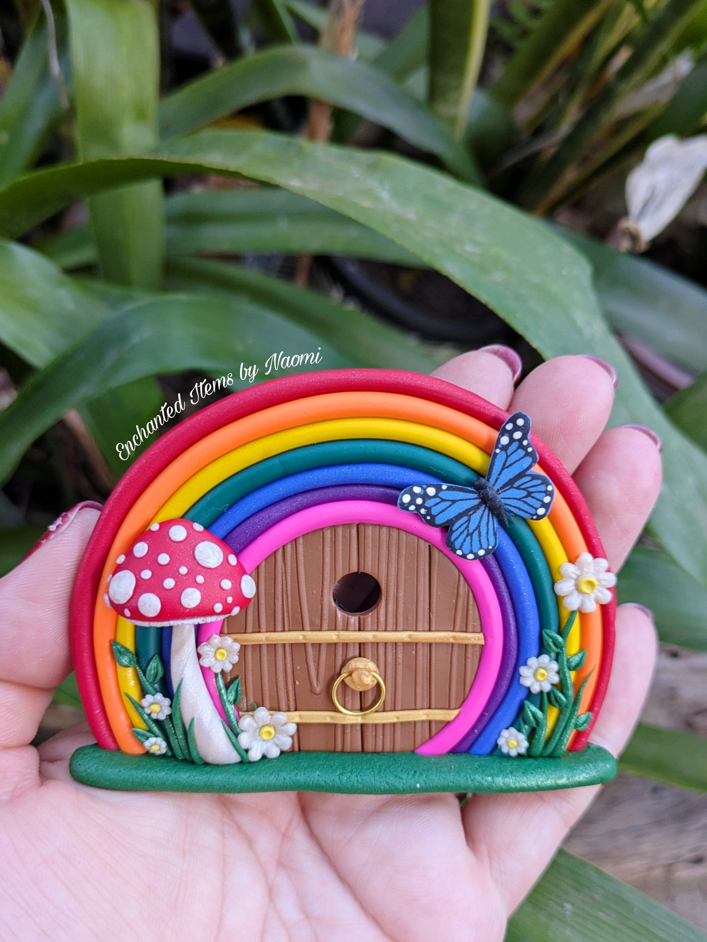 Mini Rainbow Fairy Door with Butterfly – Two Colour Options