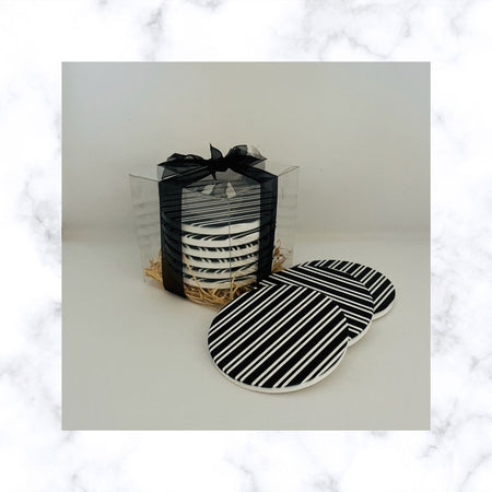 Black & White Stripe Ceramic Coasters (price is per coaster)  | Ready to ship | FREE Postage