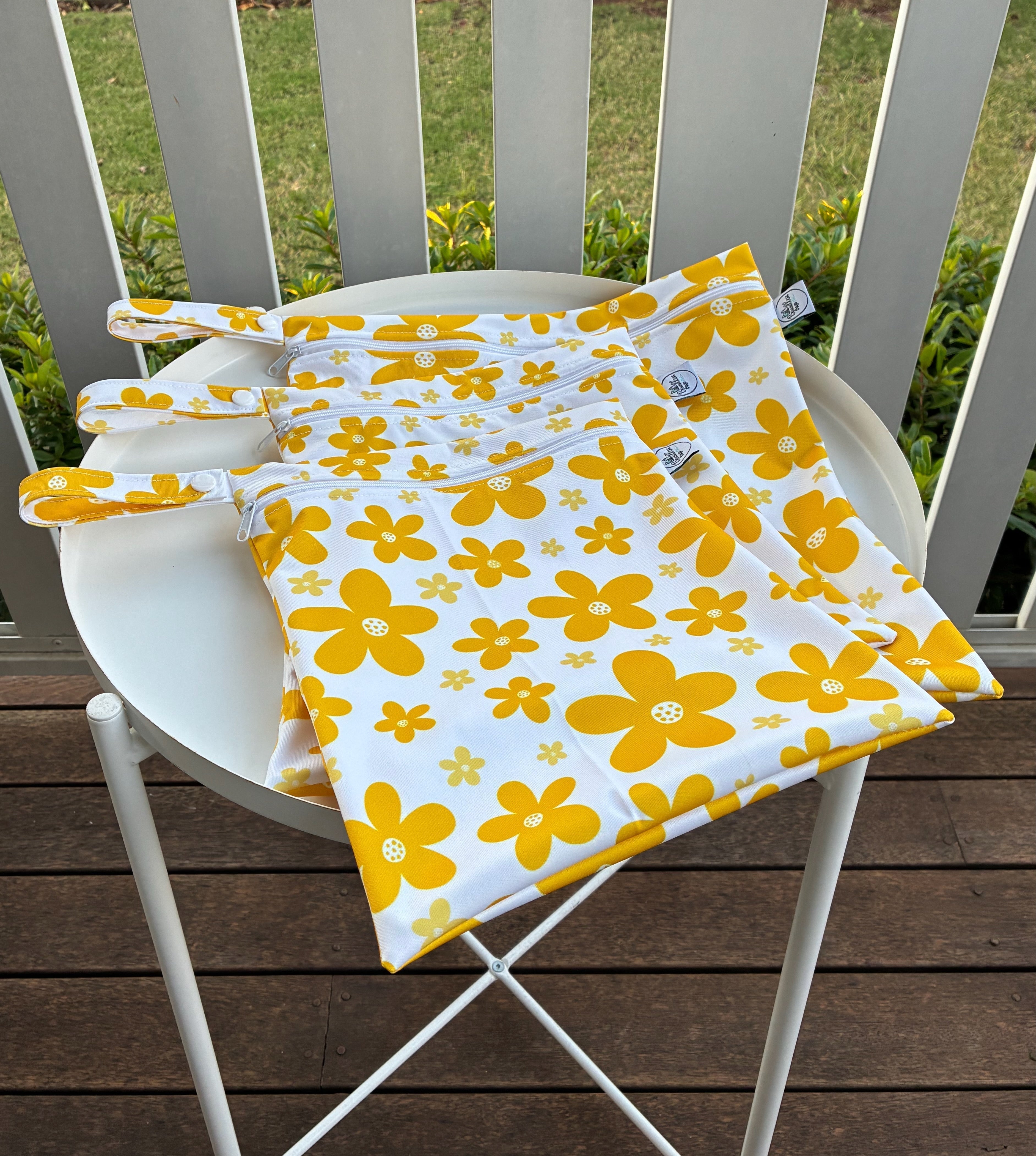 READY MADE Water-resistant wet bags - Yellow Daisies (Annette Winter)  | Ready to ship | FREE Postage