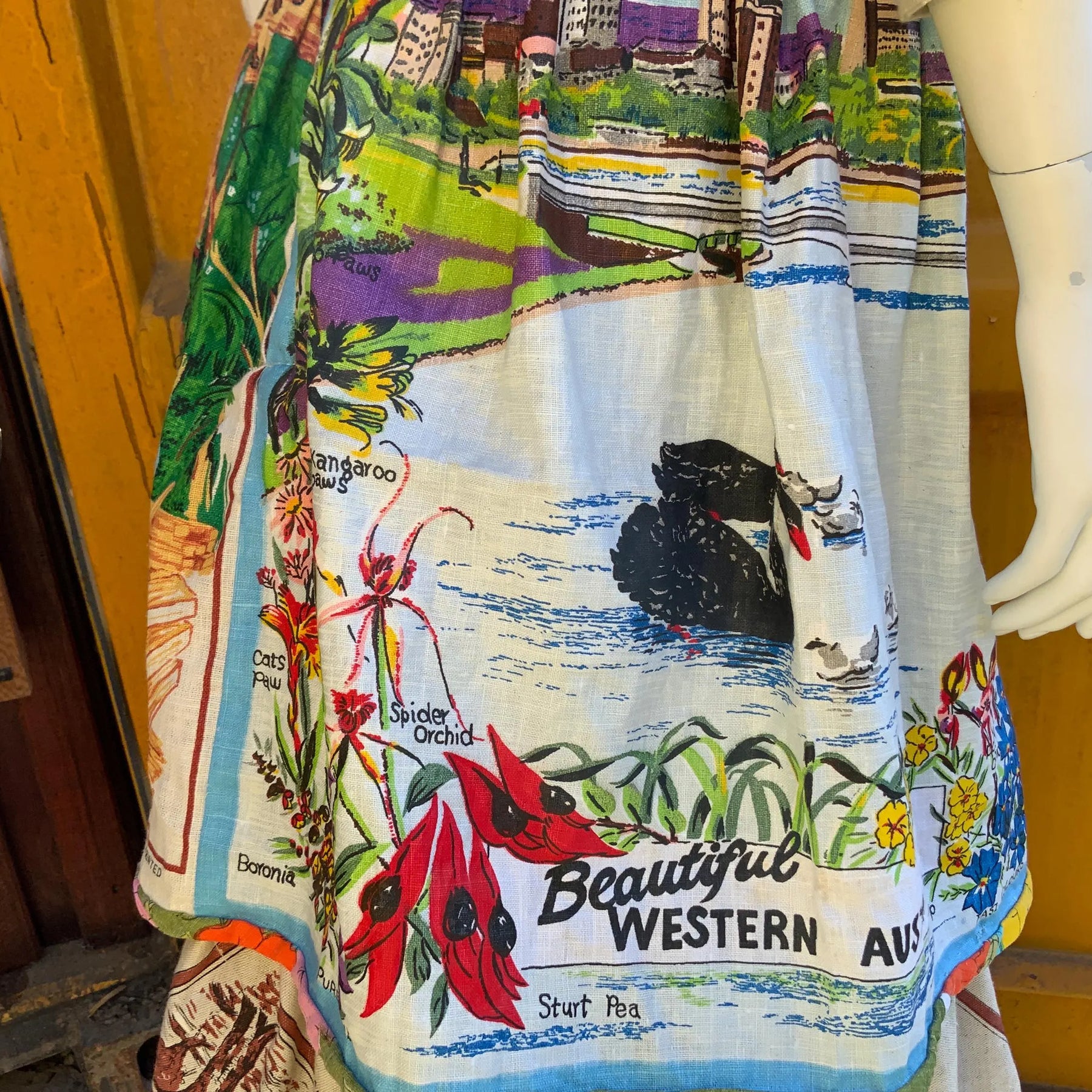 Wool Tapestry and Linen Skirt "Guardians of the Land"