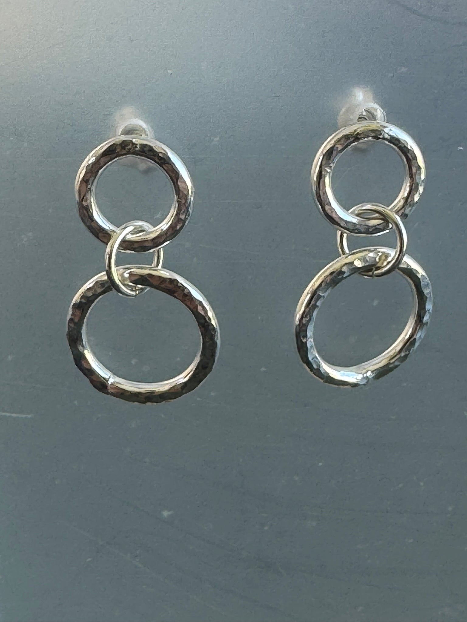 Handcrafted Sterling Silver Double-Circle Stud Earrings
