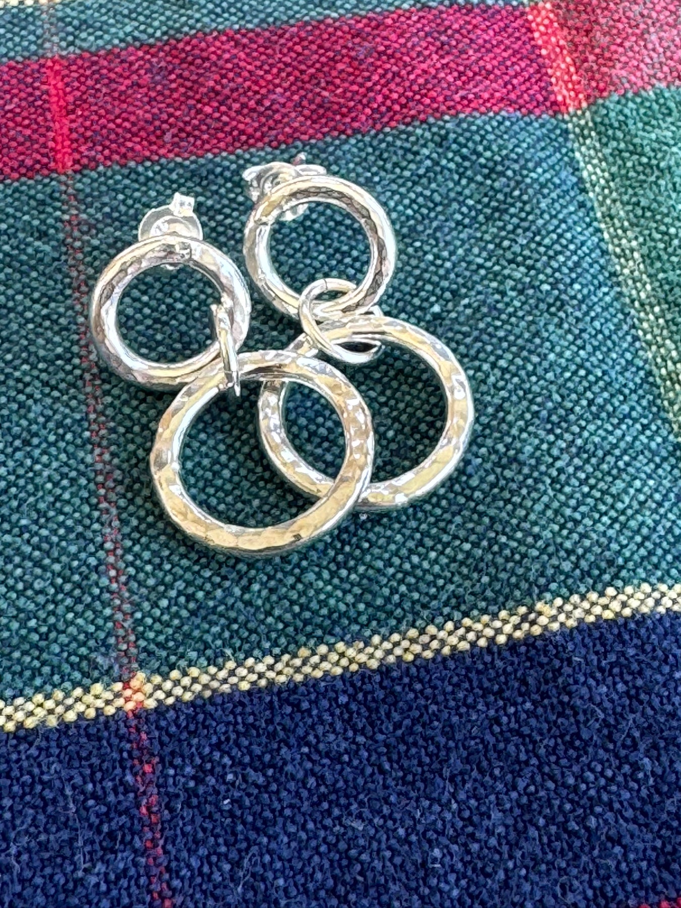 Handcrafted Sterling Silver Double-Circle Stud Earrings