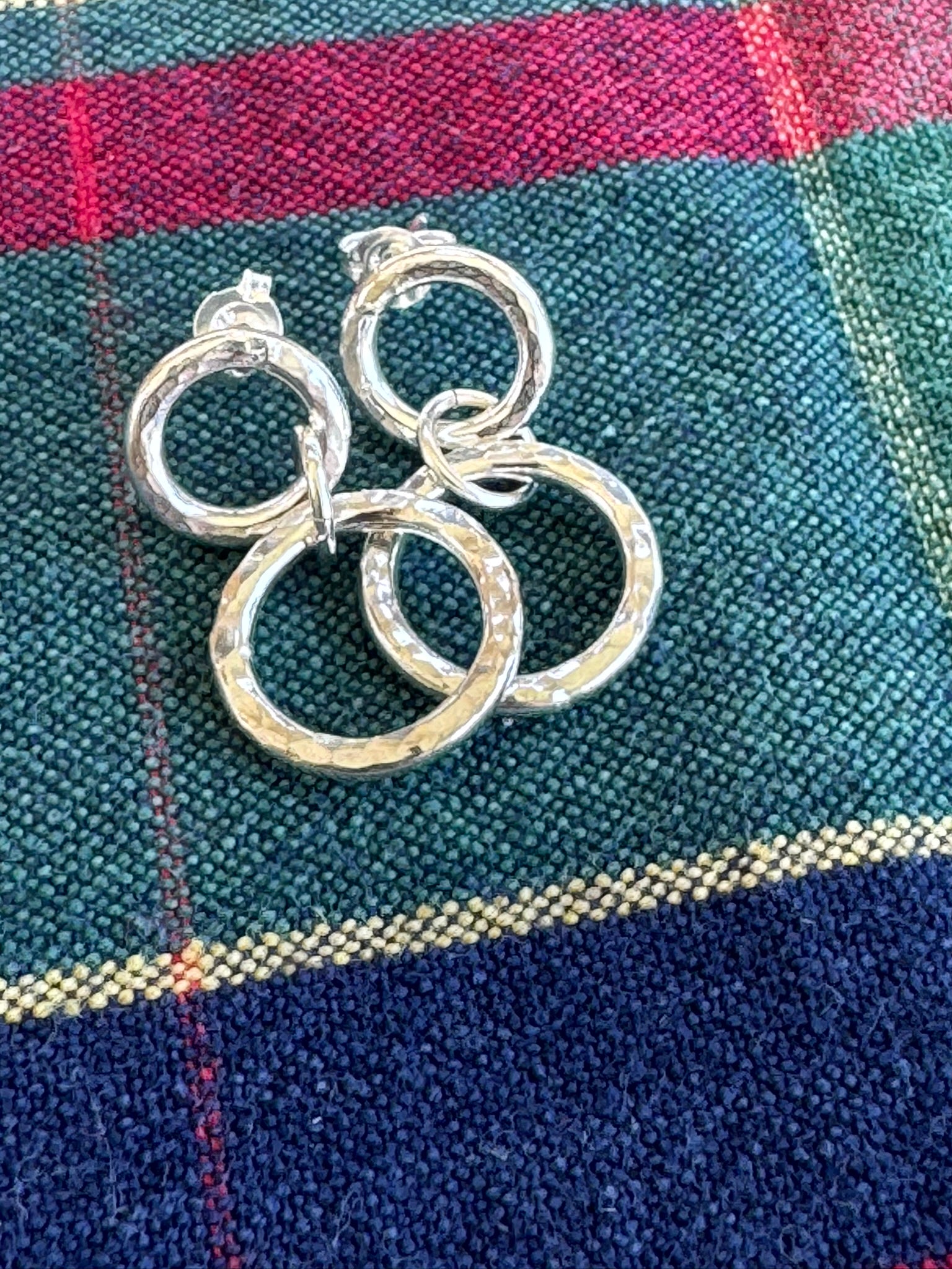 Handcrafted Sterling Silver Double-Circle Stud Earrings
