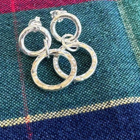 Handcrafted Sterling Silver Double-Circle Stud Earrings