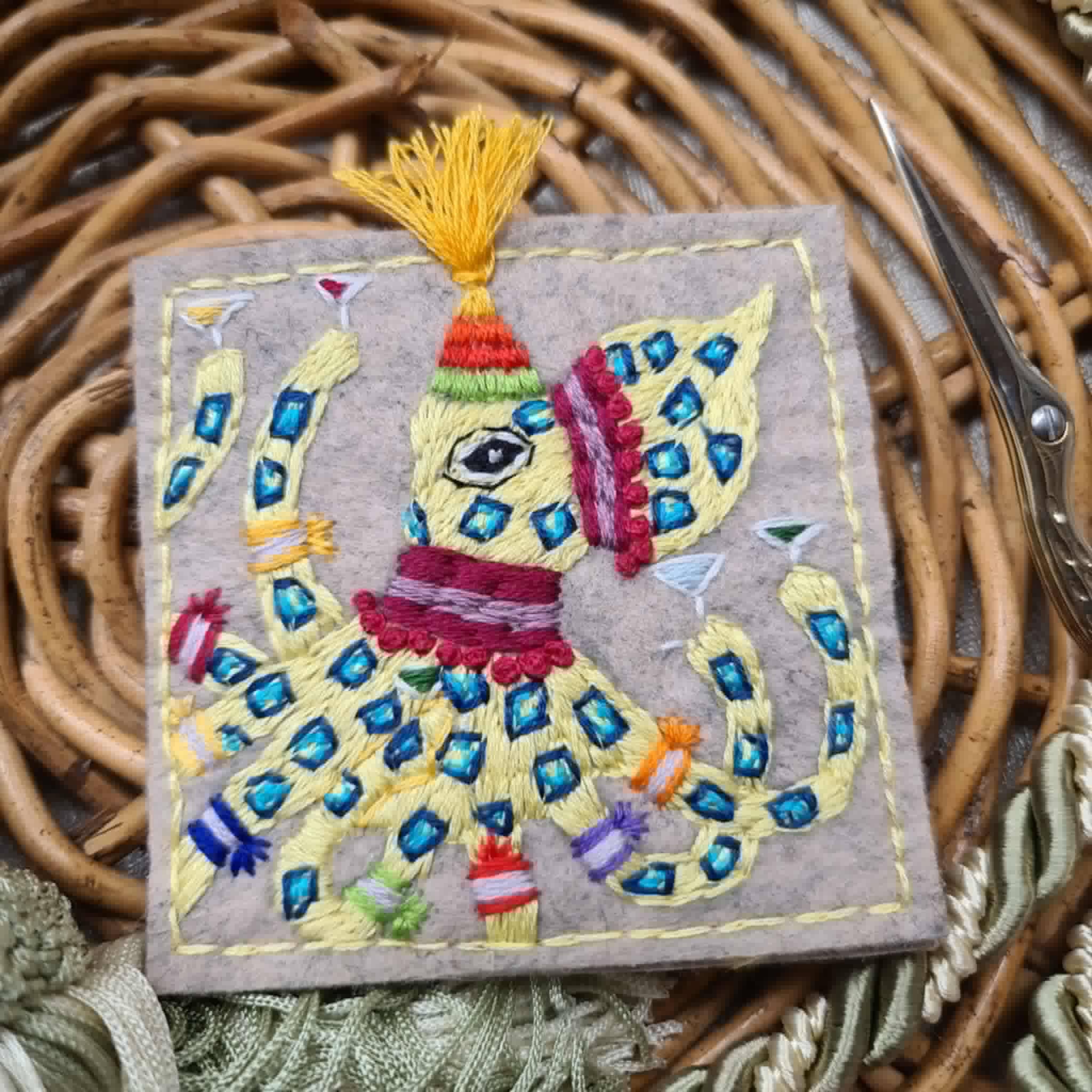 Octopus textile  whimsical wall art