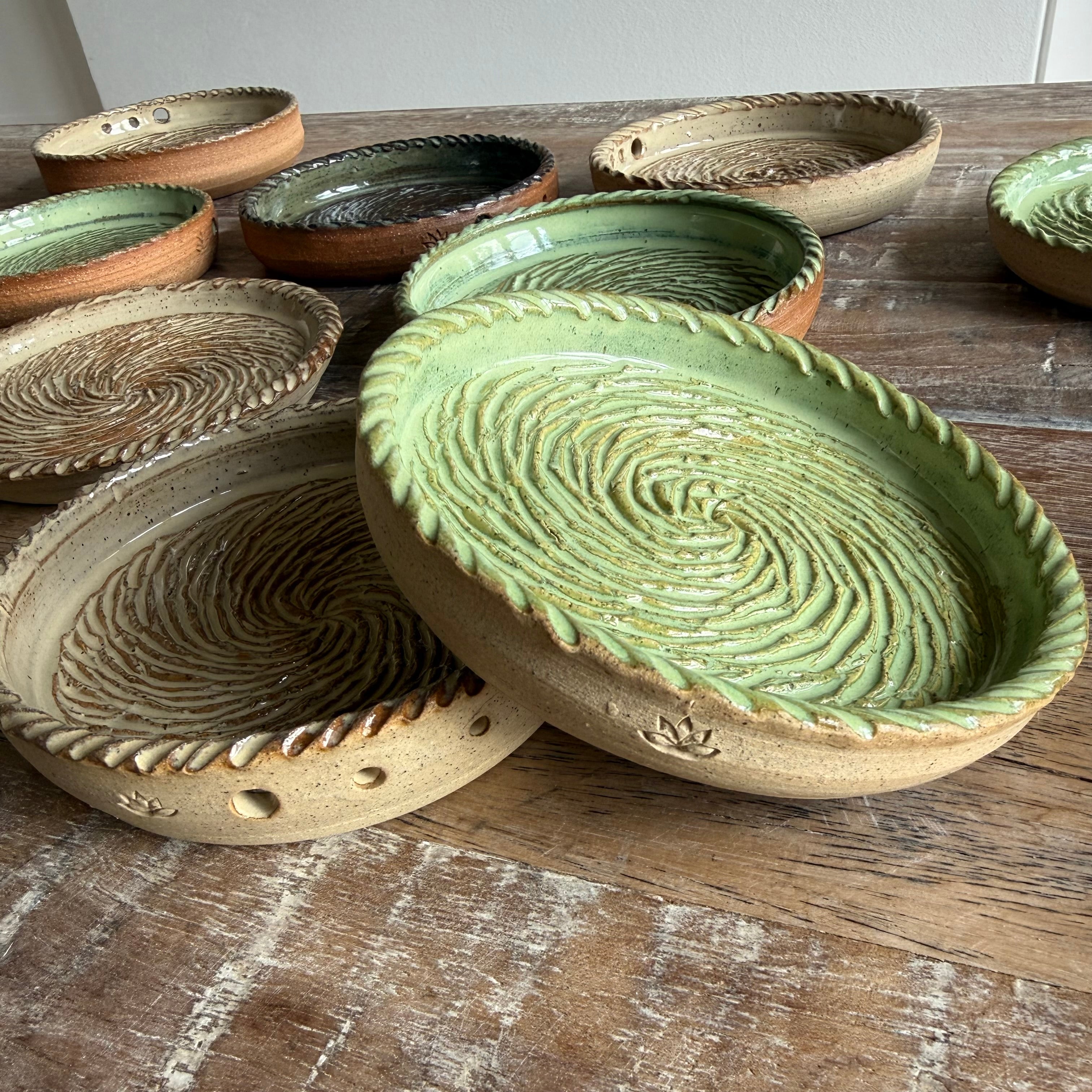 The Gathering Dish - Wheel Thrown Ceramic Garlic Grater & Dipping Dish with Brush - Made to Order 8 Weeks