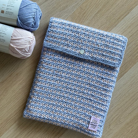 iPad Sleeve | Handmade Croceht Tech Accessary | Houndstooth Carat Ver. Cotton Yarn