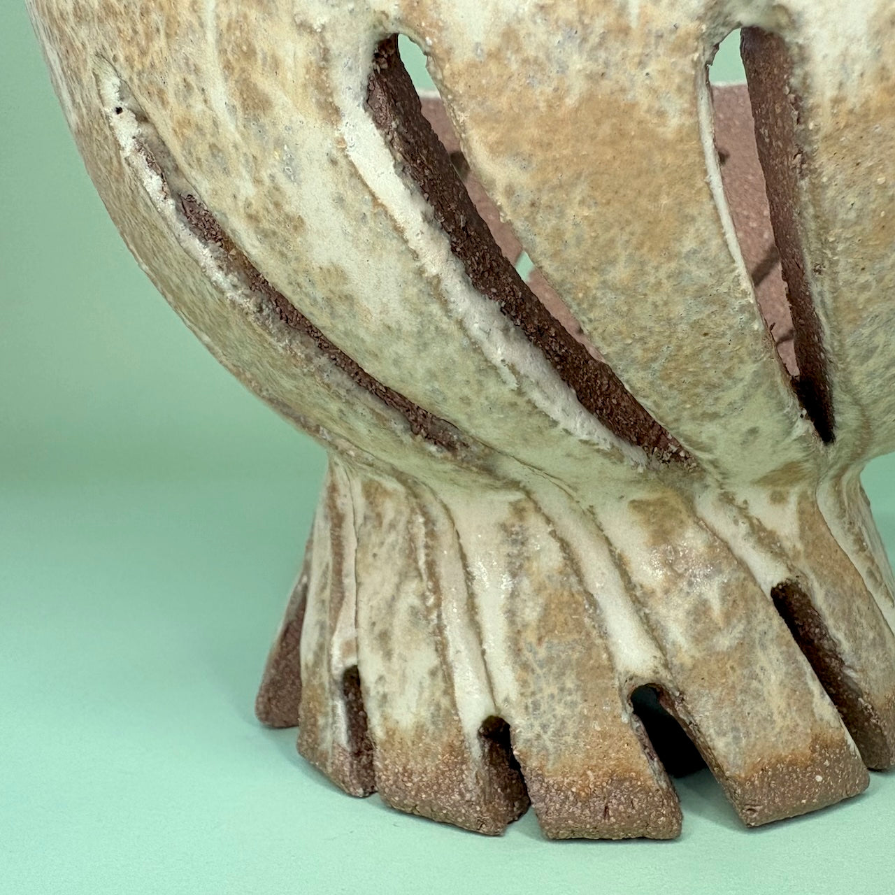 Ceramic carved pedestal orchid pot