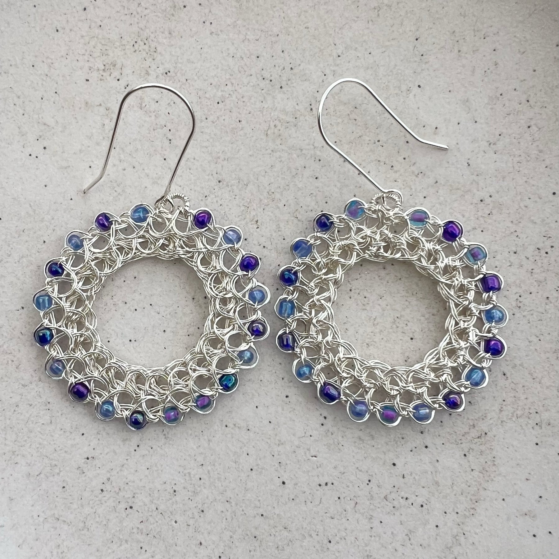 Peruvian Crystal Hoop Earrings: Silver-Plated Wire, Sterling Silver Hooks