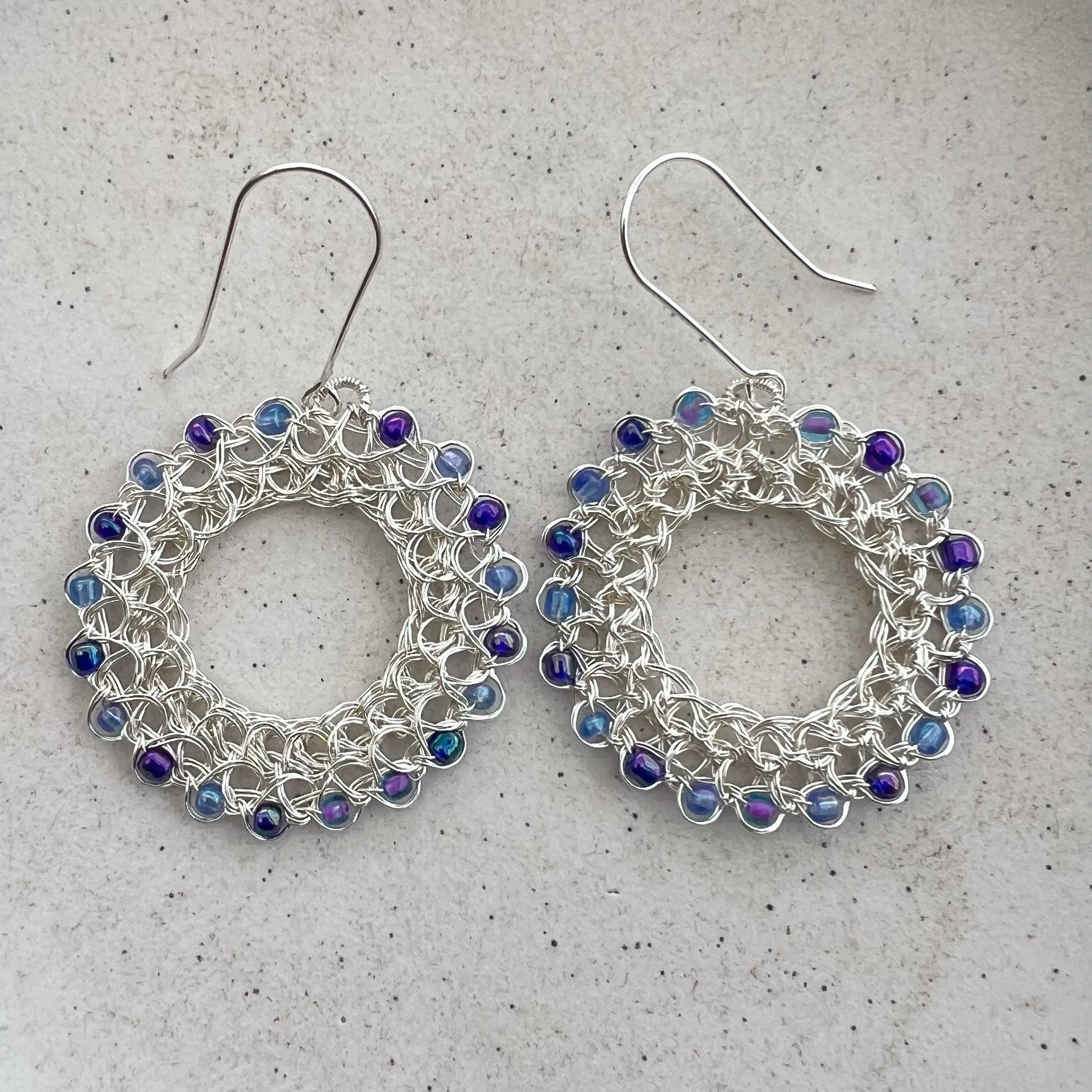 Peruvian Crystal Hoop Earrings: Silver-Plated Wire, Sterling Silver Hooks