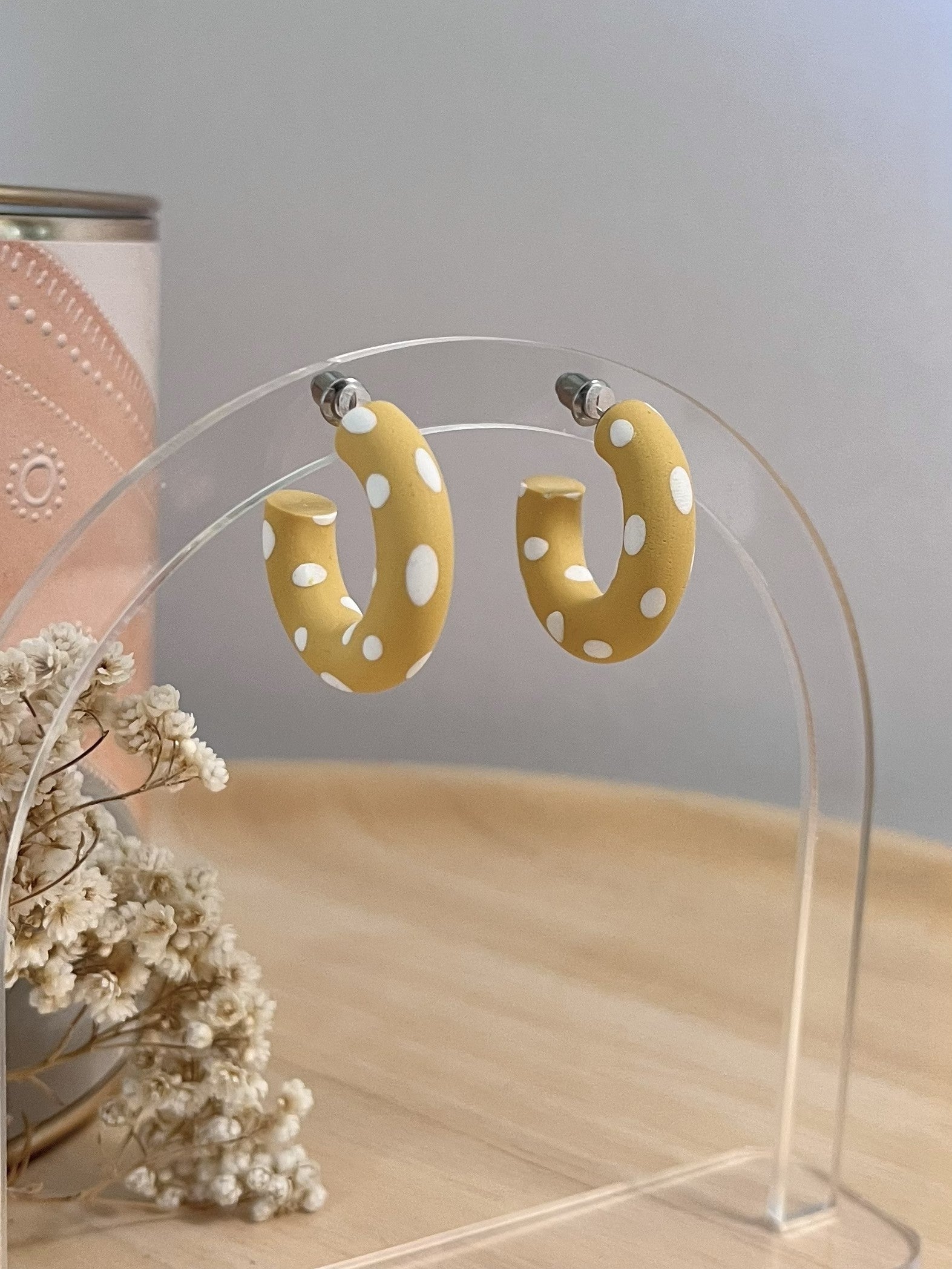 Small Polymer Clay Hoop Earrings - Various Colours