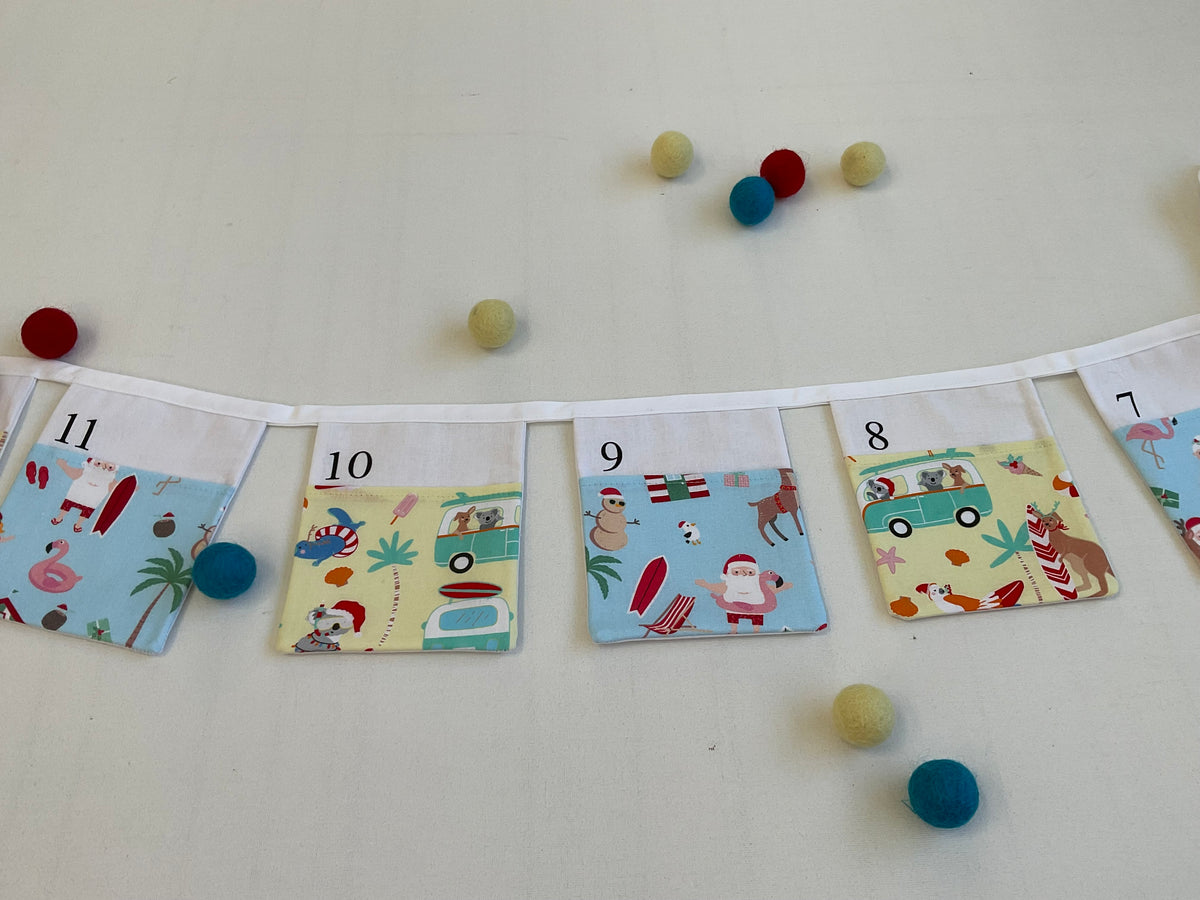 Advent Calendar Bunting - Santa at the Beach