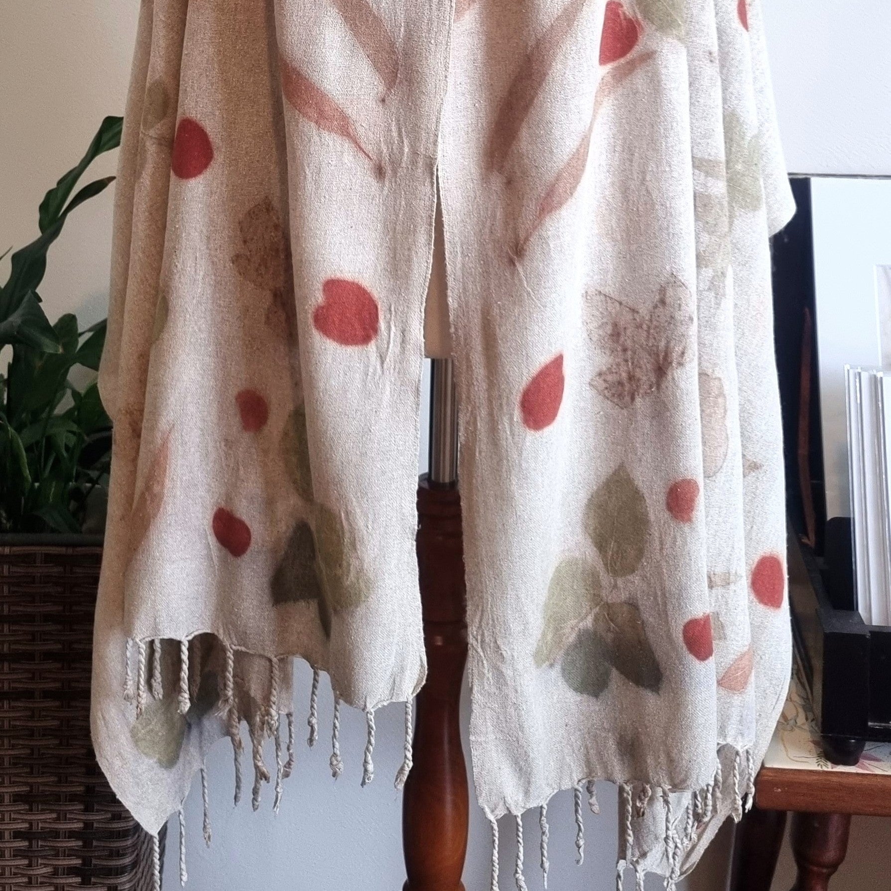 Raw Silk - Large Botanical Print Shawl- The Eloise