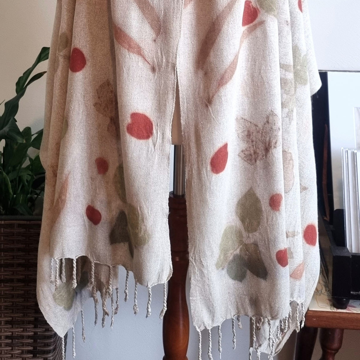 Raw Silk - Large Botanical Print Shawl- The Eloise