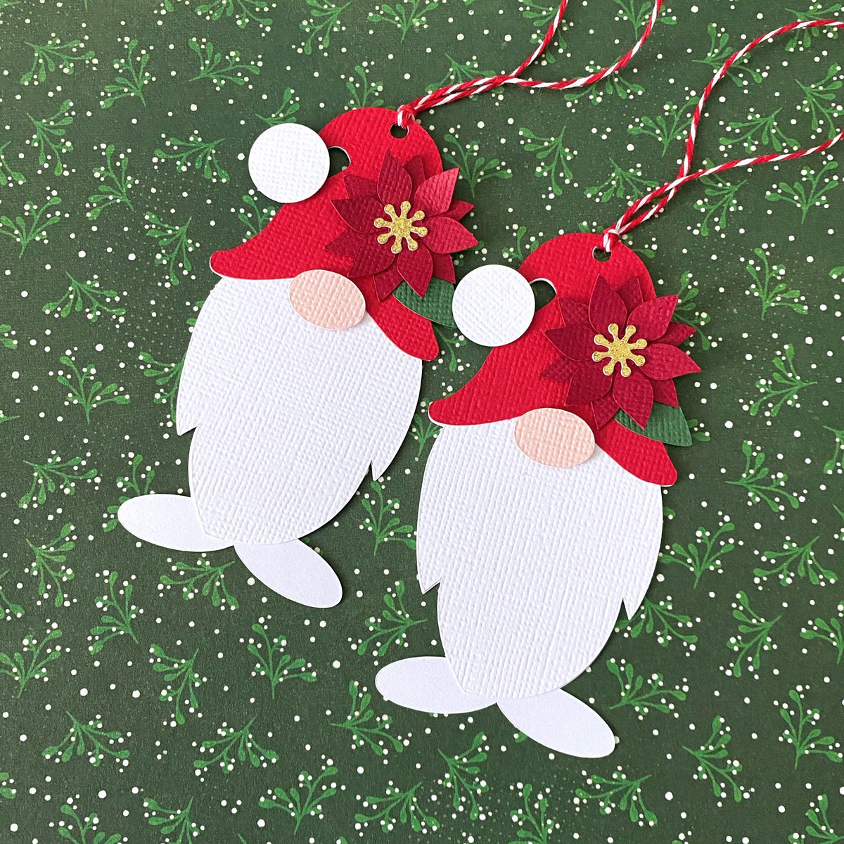 Christmas Gnome gift tags, Xmas gift wrapping. Garden gnome.