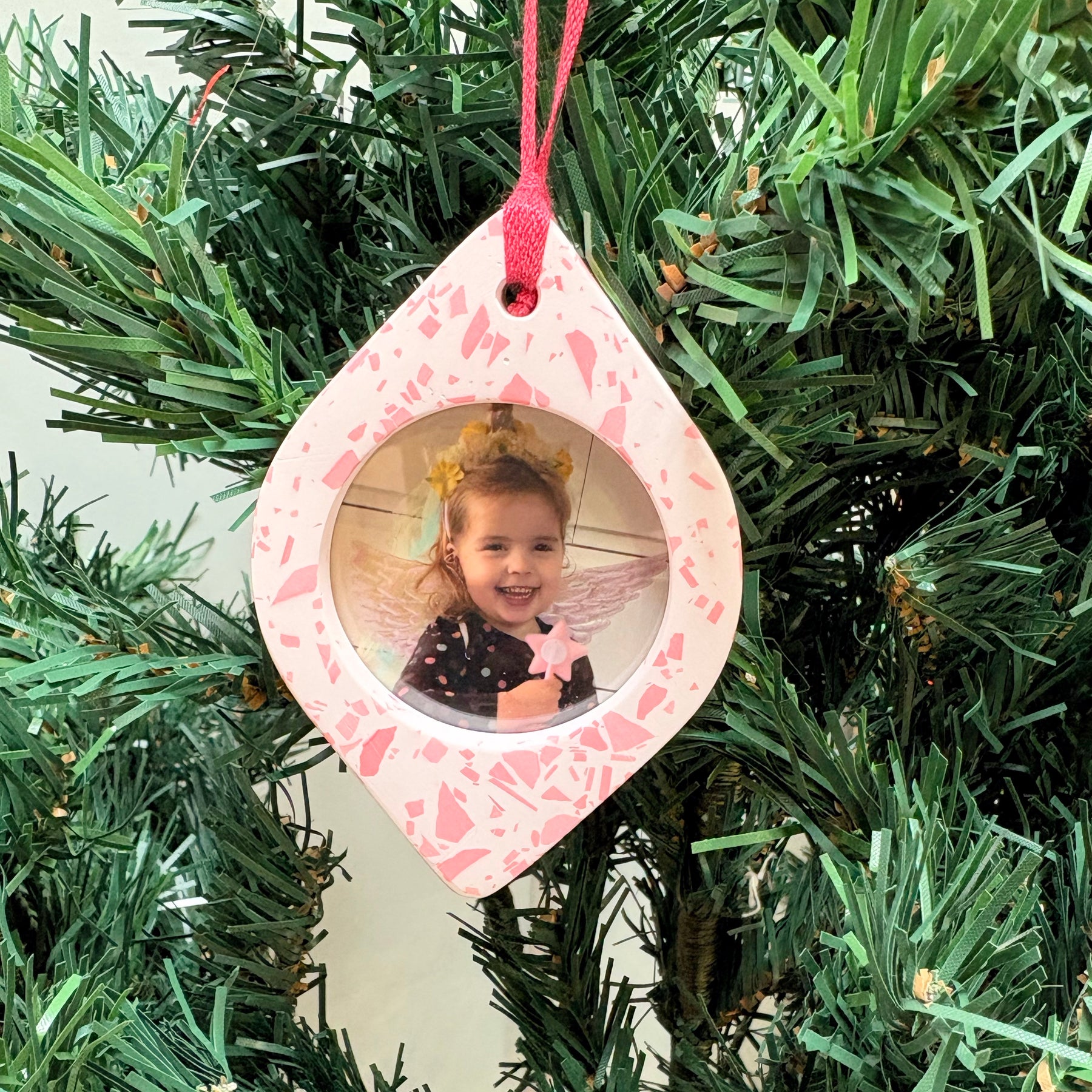 Terrazzo Christmas hanging ornament photo frames