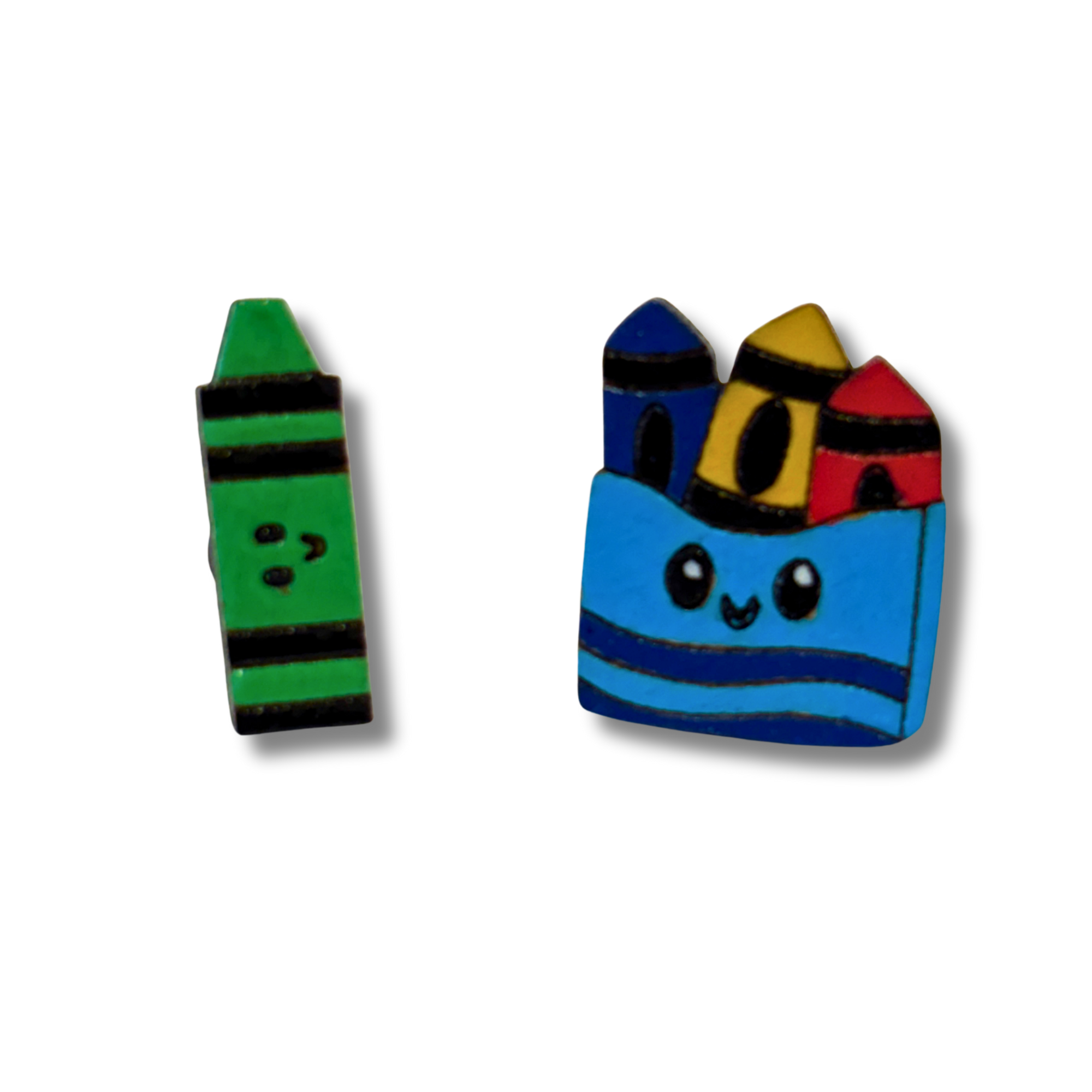 Crayon studs - teacher earrings - hand painted, wooden