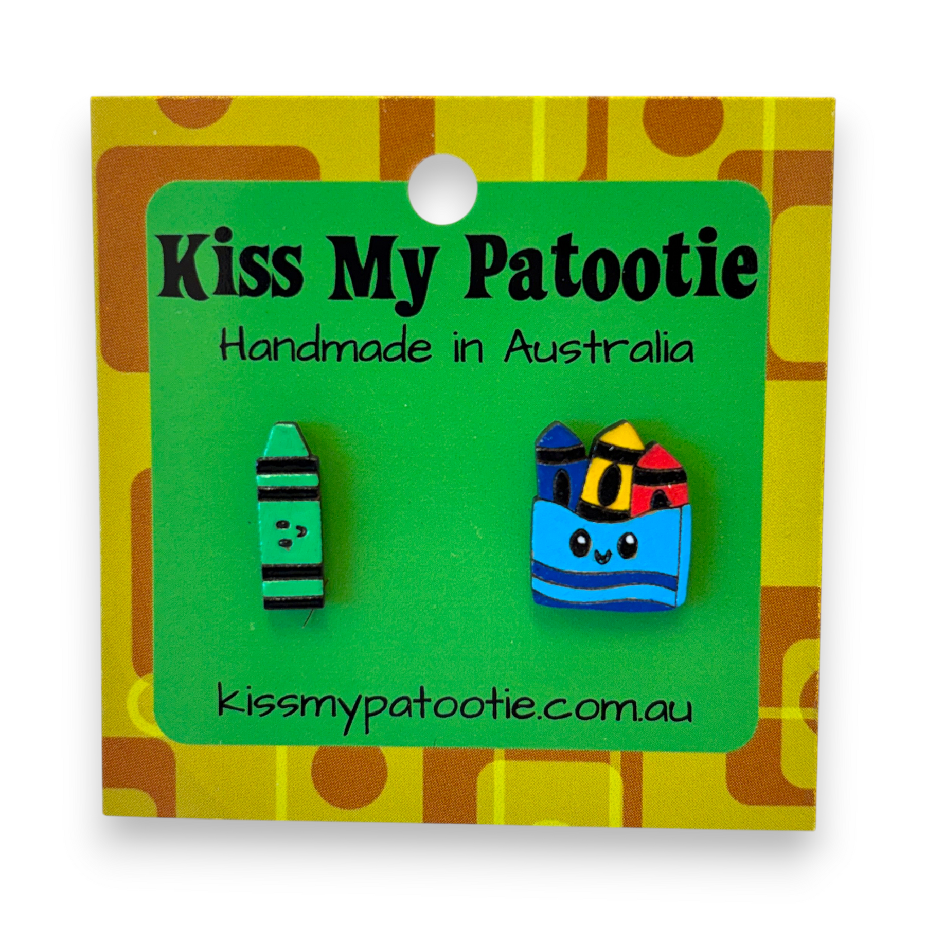 Crayon studs - teacher earrings - hand painted, wooden